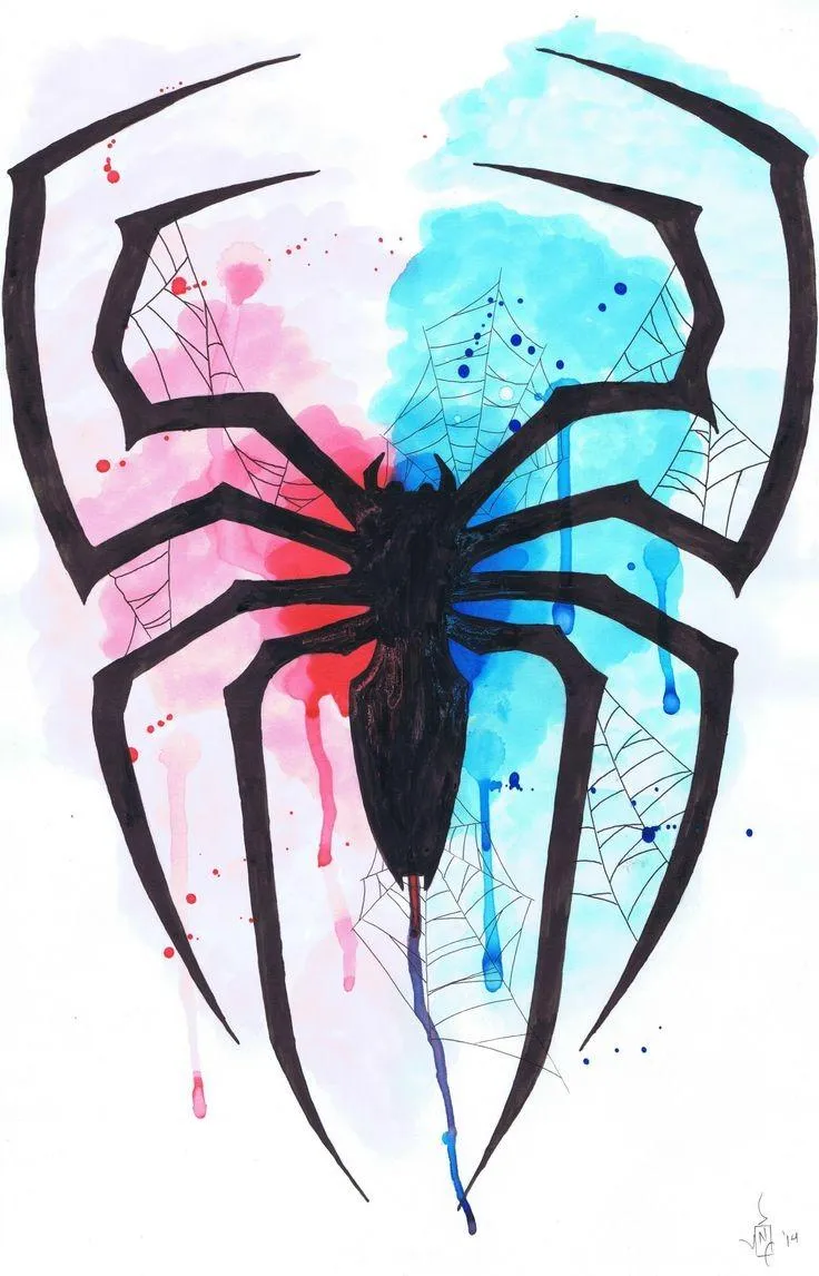 Watercolor Spider Logo with Bold Brush Lines Wallpaper