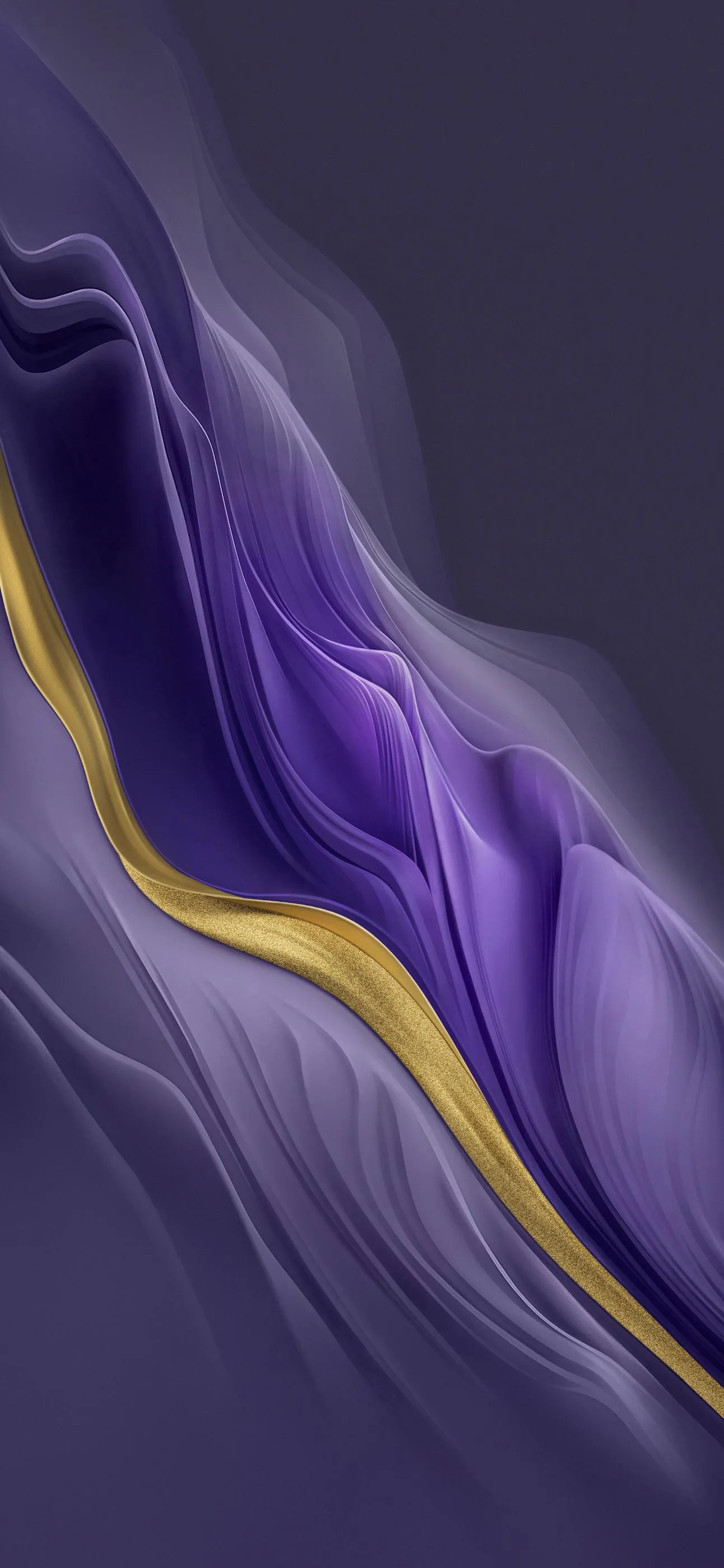 Wavy Purple Fabric Texture with Golden Highlights Design