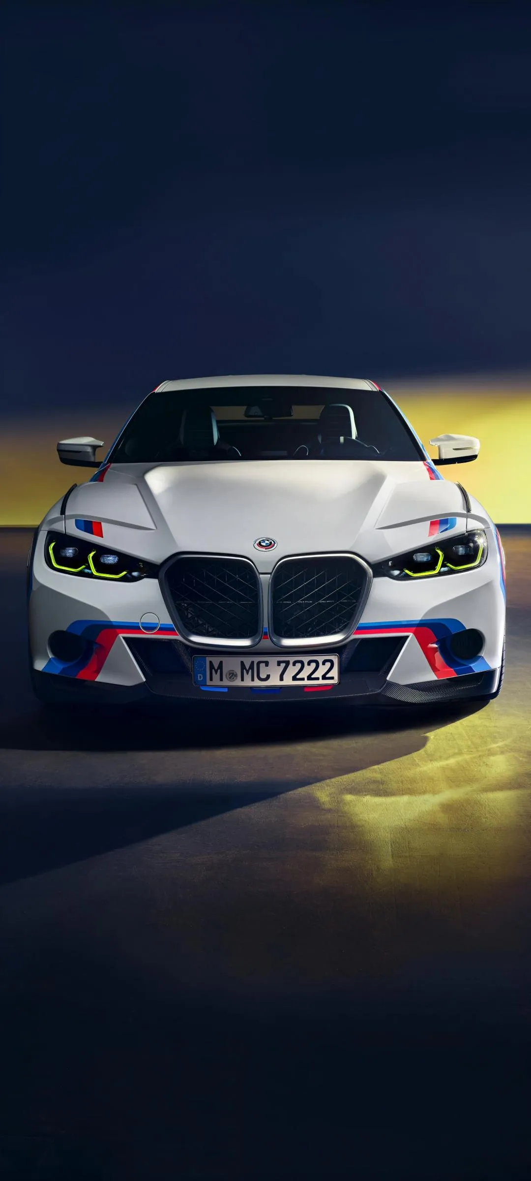 White BMW Driving Fast on Highway Night Street Scene