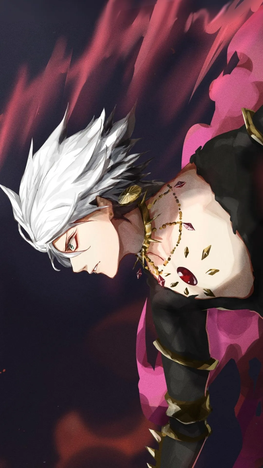 White Haired Warrior Charging Forward in Crimson Energy