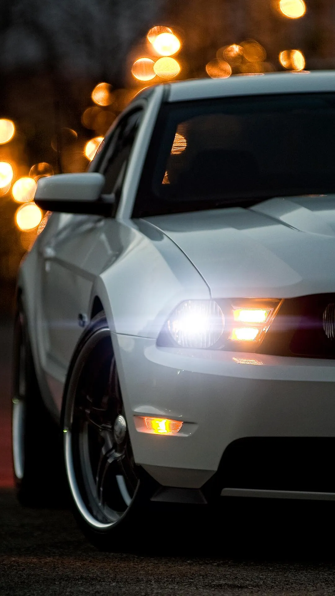 White Sports Car Driving Fast On City Night Street