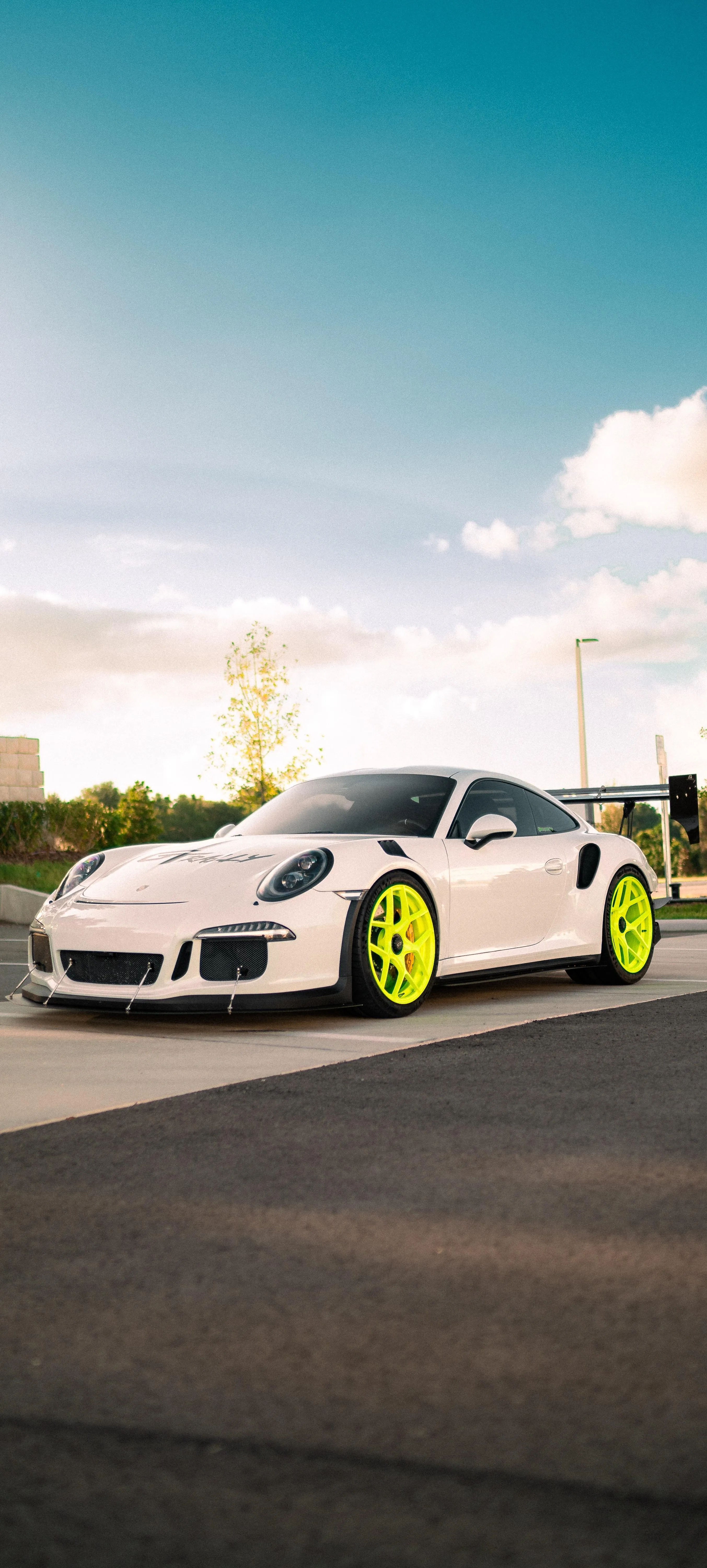 White Sports Car on Empty Road in Daylight Wallpaper