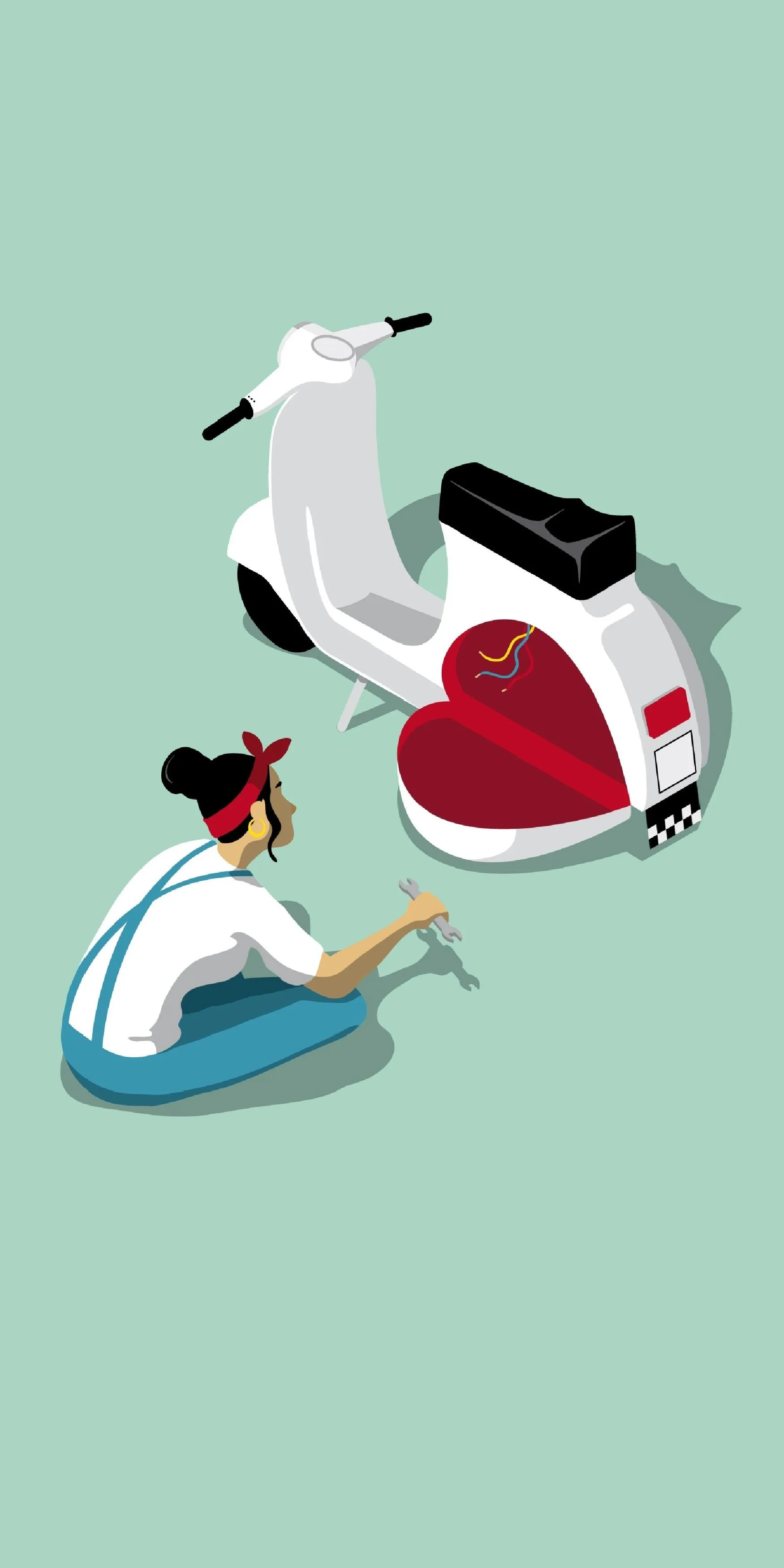 Woman Fixing Scooter Symbolizing Passion and Care Image
