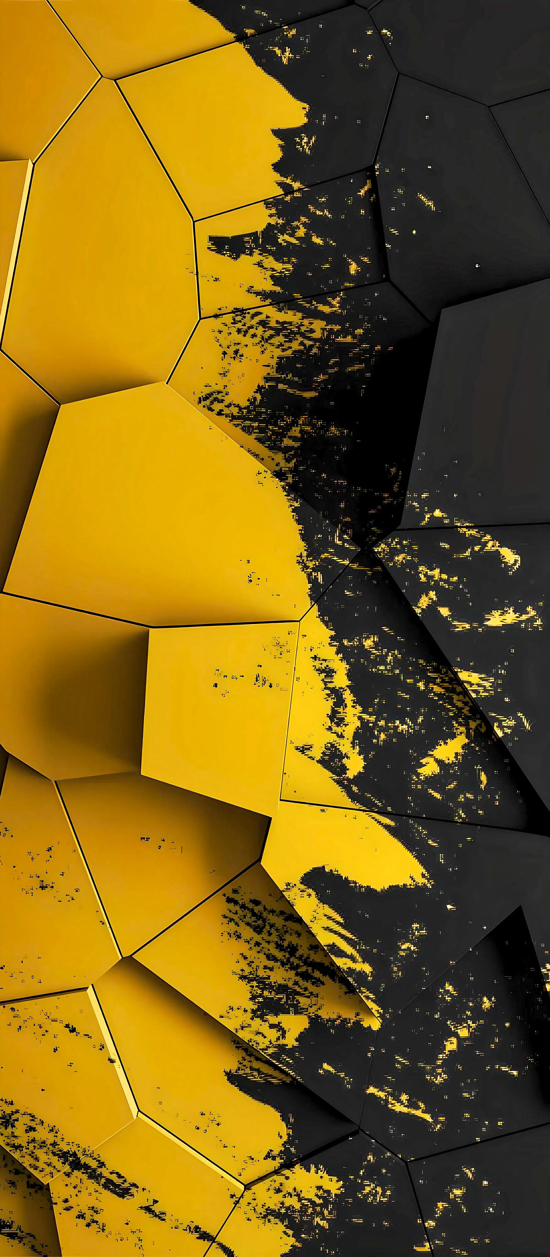 Yellow and Black Cracked Paint Texture with Grunge Look