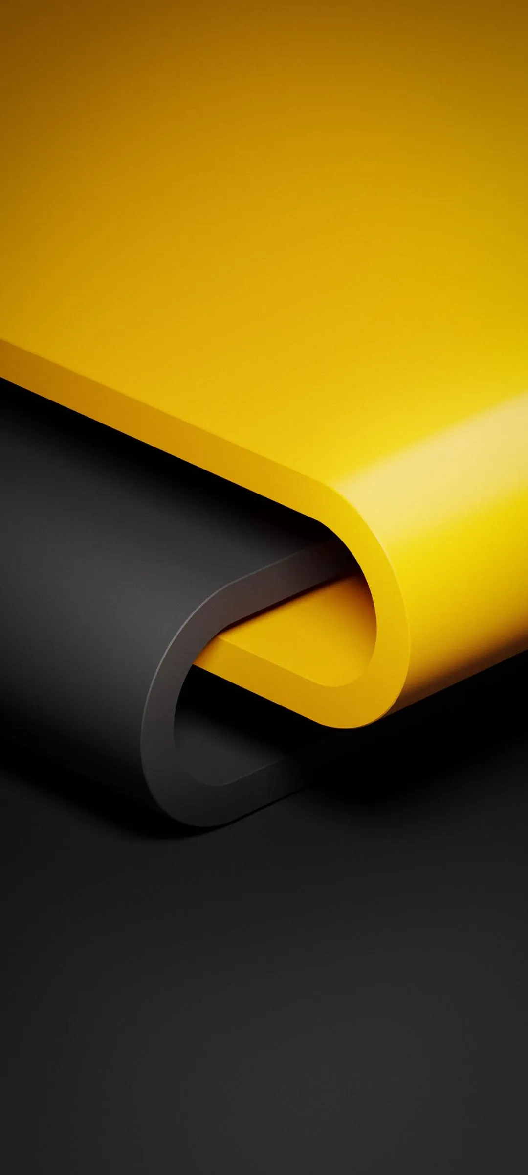 Yellow and Black Curved Paper Fold Abstract Design Wallpaper