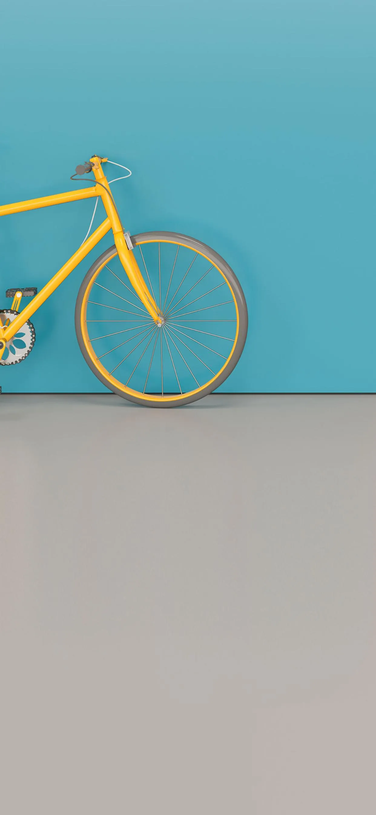 Yellow Bicycle Against Blue Wall Background Wallpaper