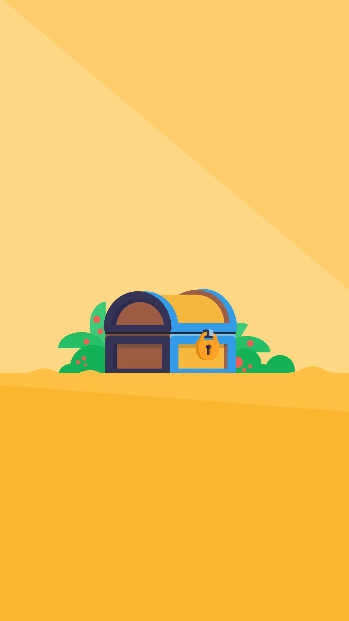 Yellow Minimal Art Design with Small Treasure Box View