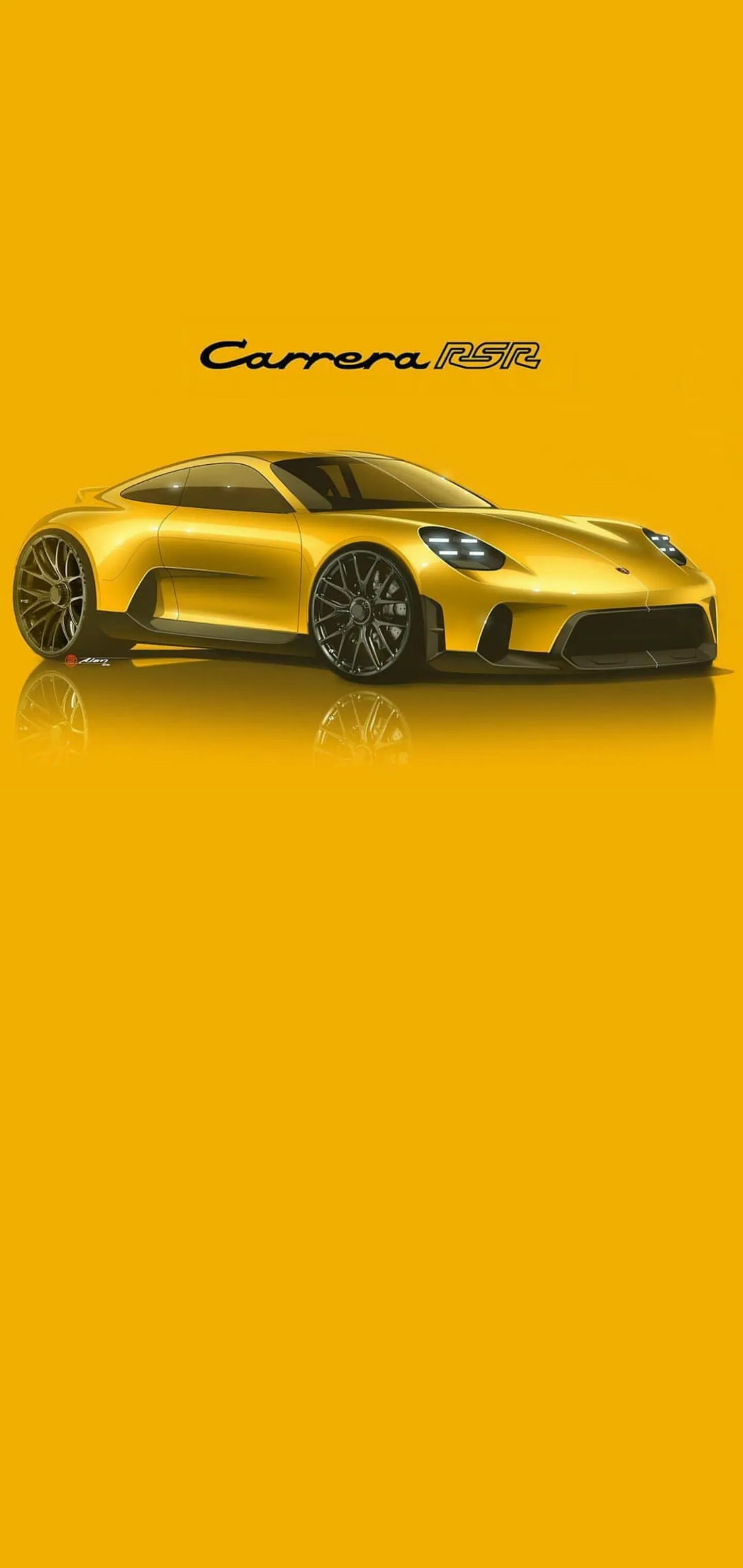Yellow Porsche Car Design with Clean Background Wallpaper