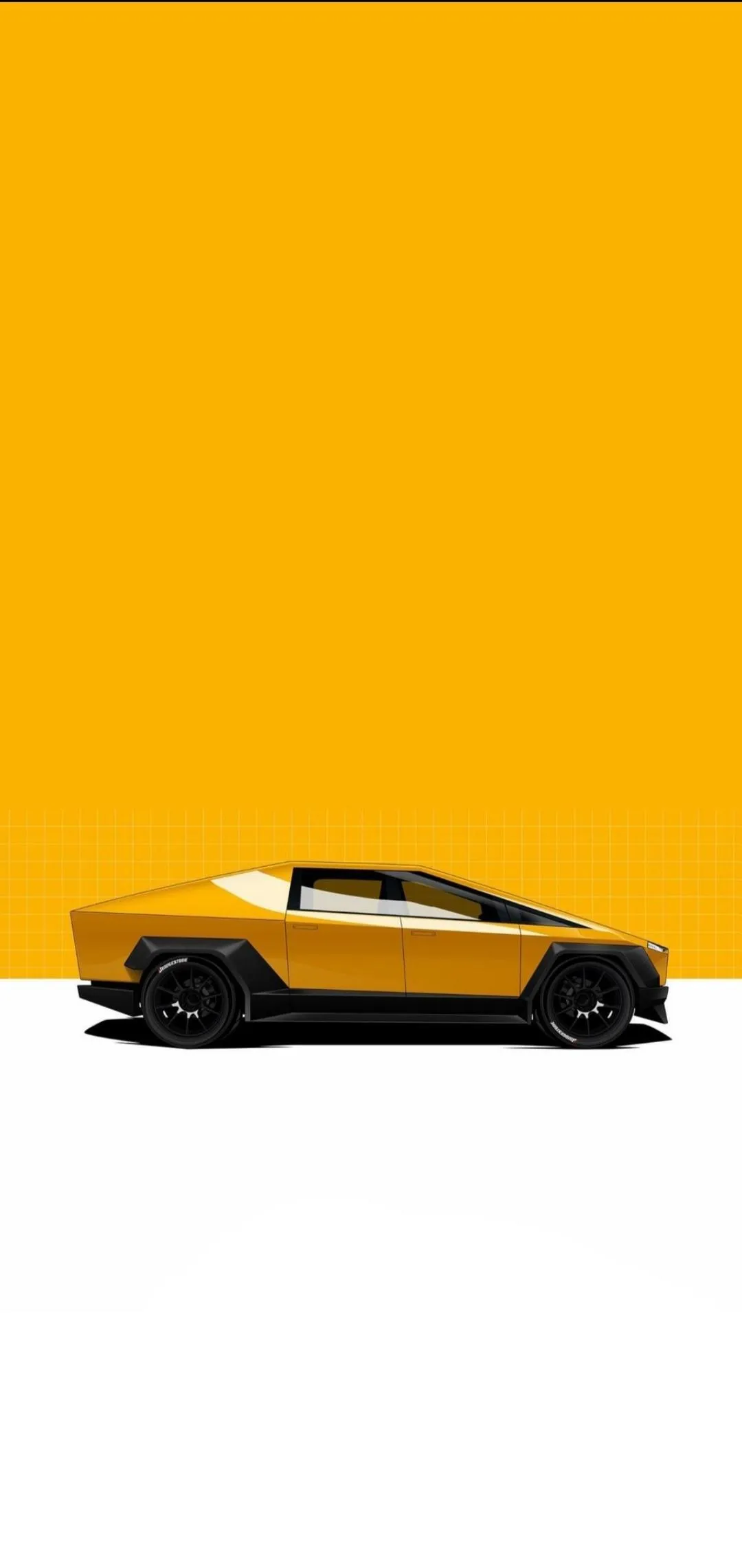 Yellow Sports Car on Bright Minimal Background Art Wallpaper