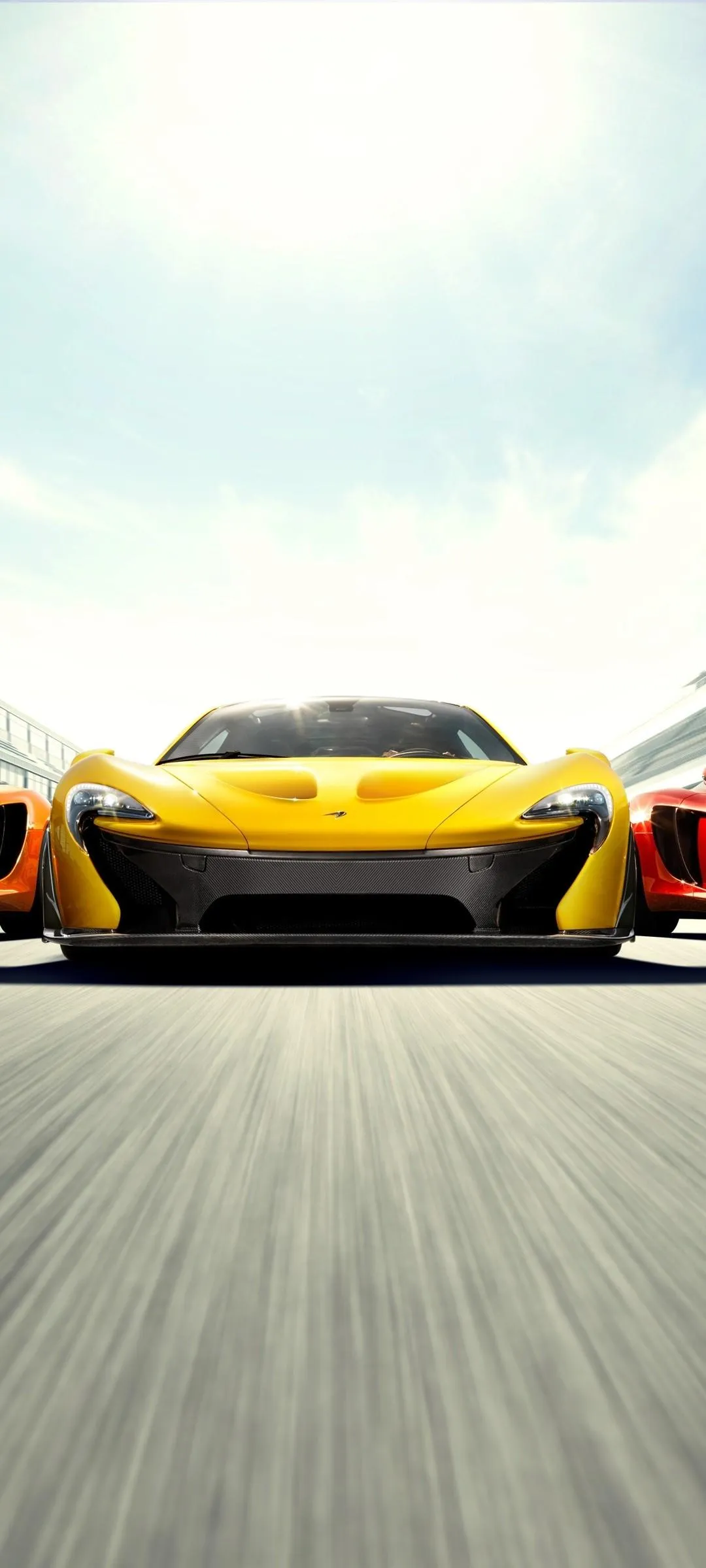 Yellow Supercar Speeding on Highway Motion Blur Wallpaper
