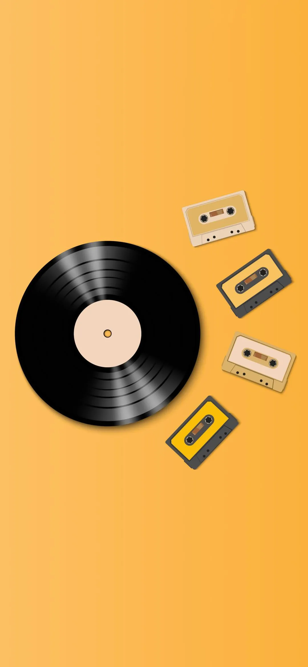 Yellow Vinyl Record Minimal Aesthetic Background Wallpaper