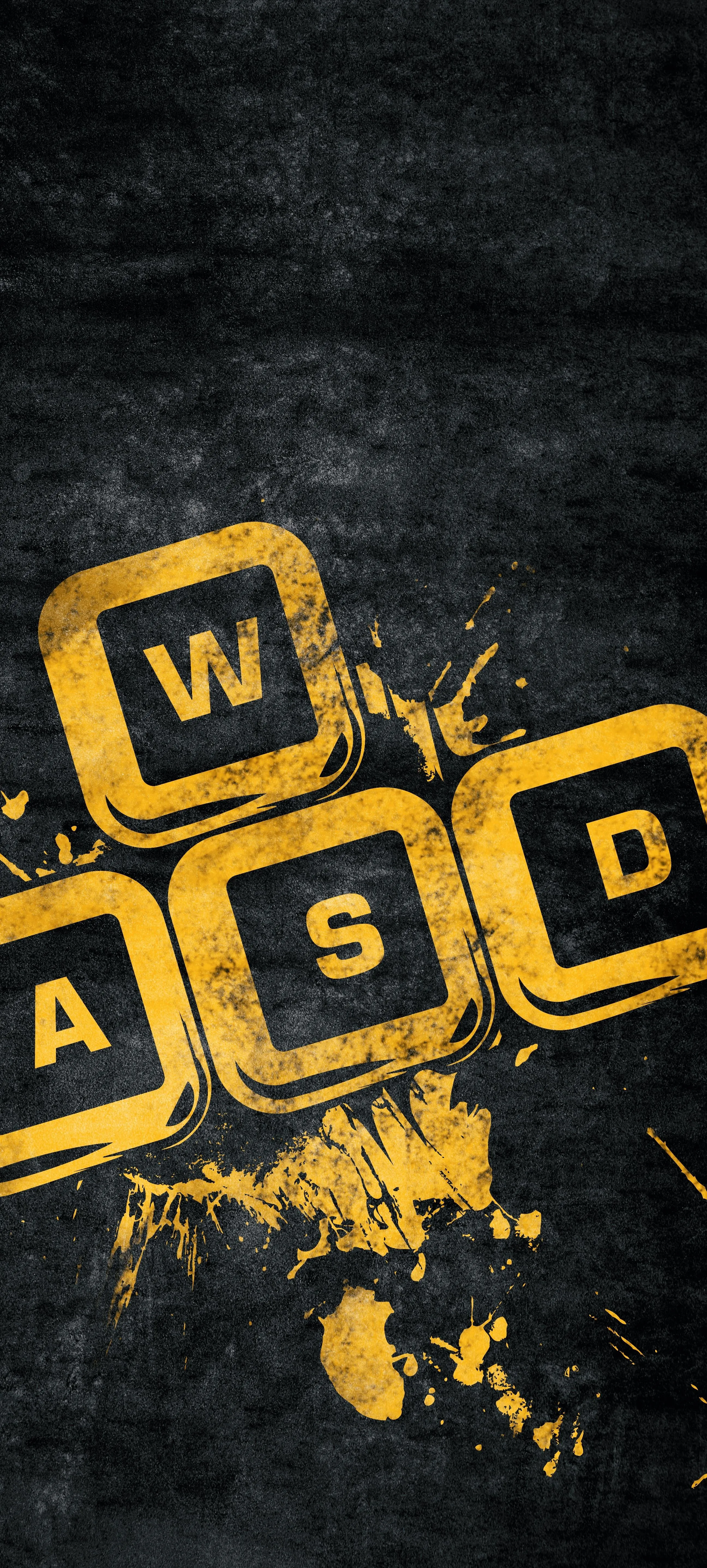 Yellow Wasd Keyboard Keys on Black Background for Oppo