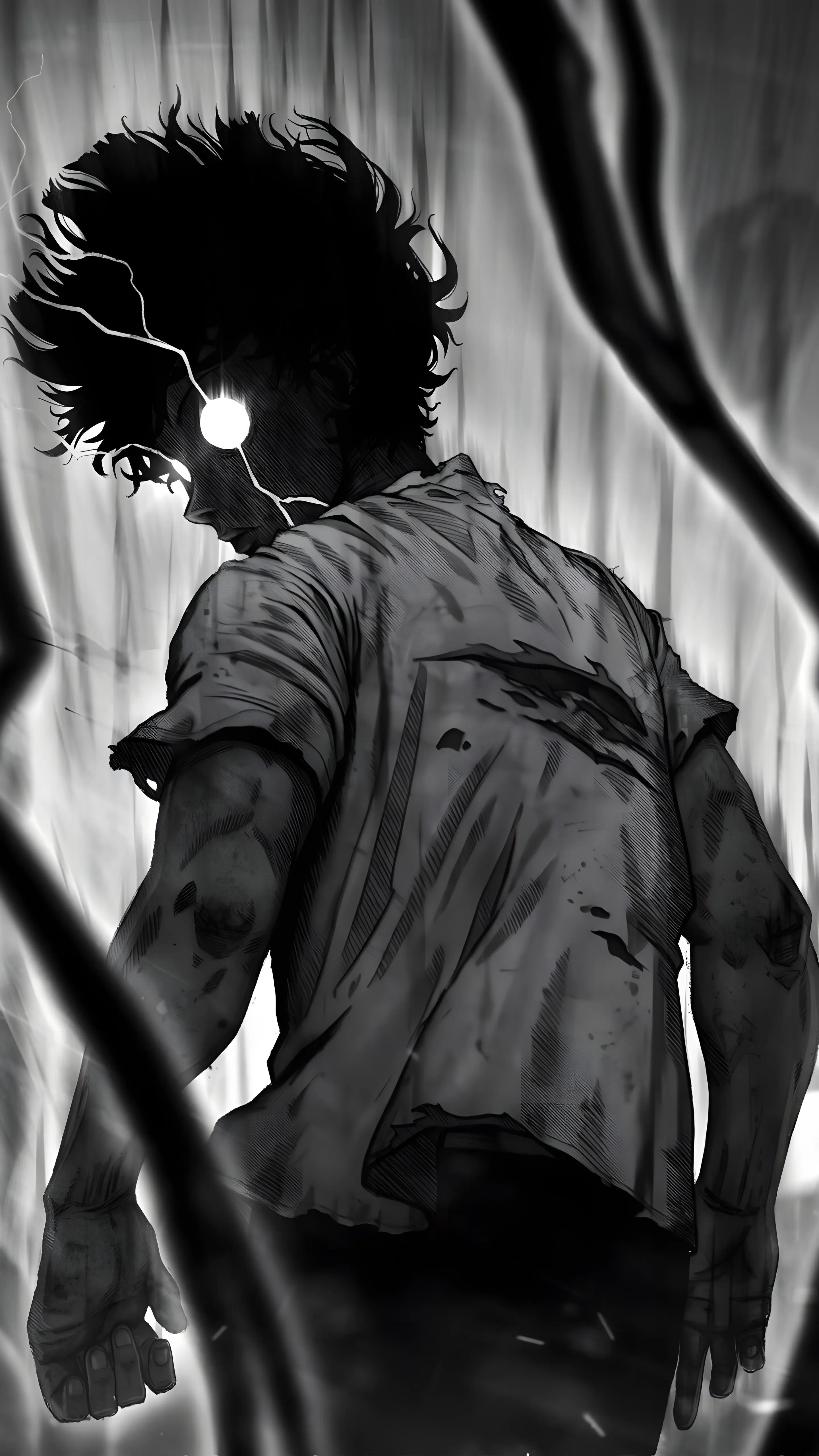 Young Adventurer Standing in Strong Black and White Shadows