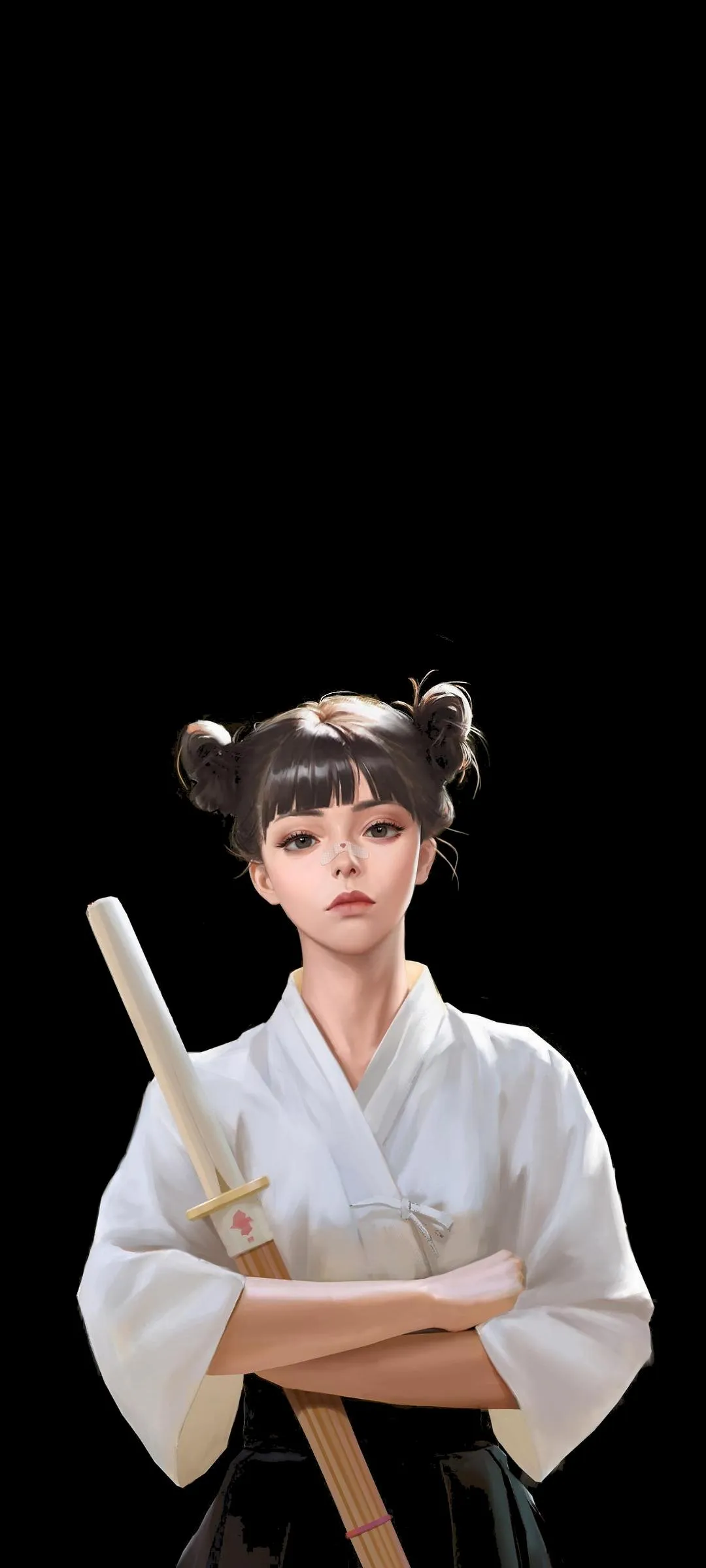 Young Warrior Holding Sword in Traditional Attire Wallpaper