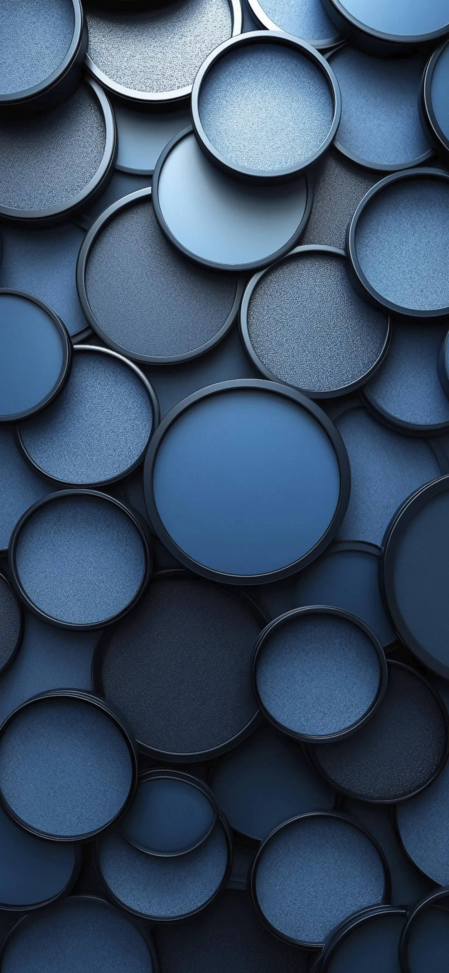 3D Blue Circular Shapes in Minimalist Design Wallpaper
