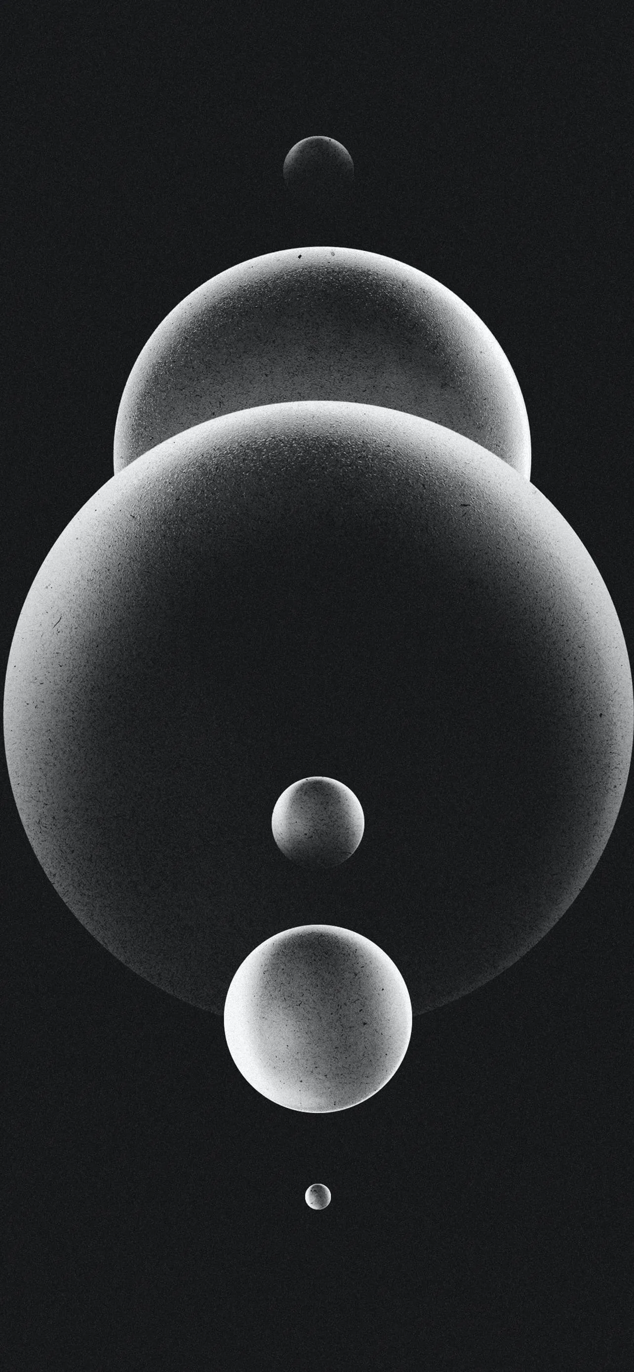 Abstract Black and White Bubbles Floating in Dark Space