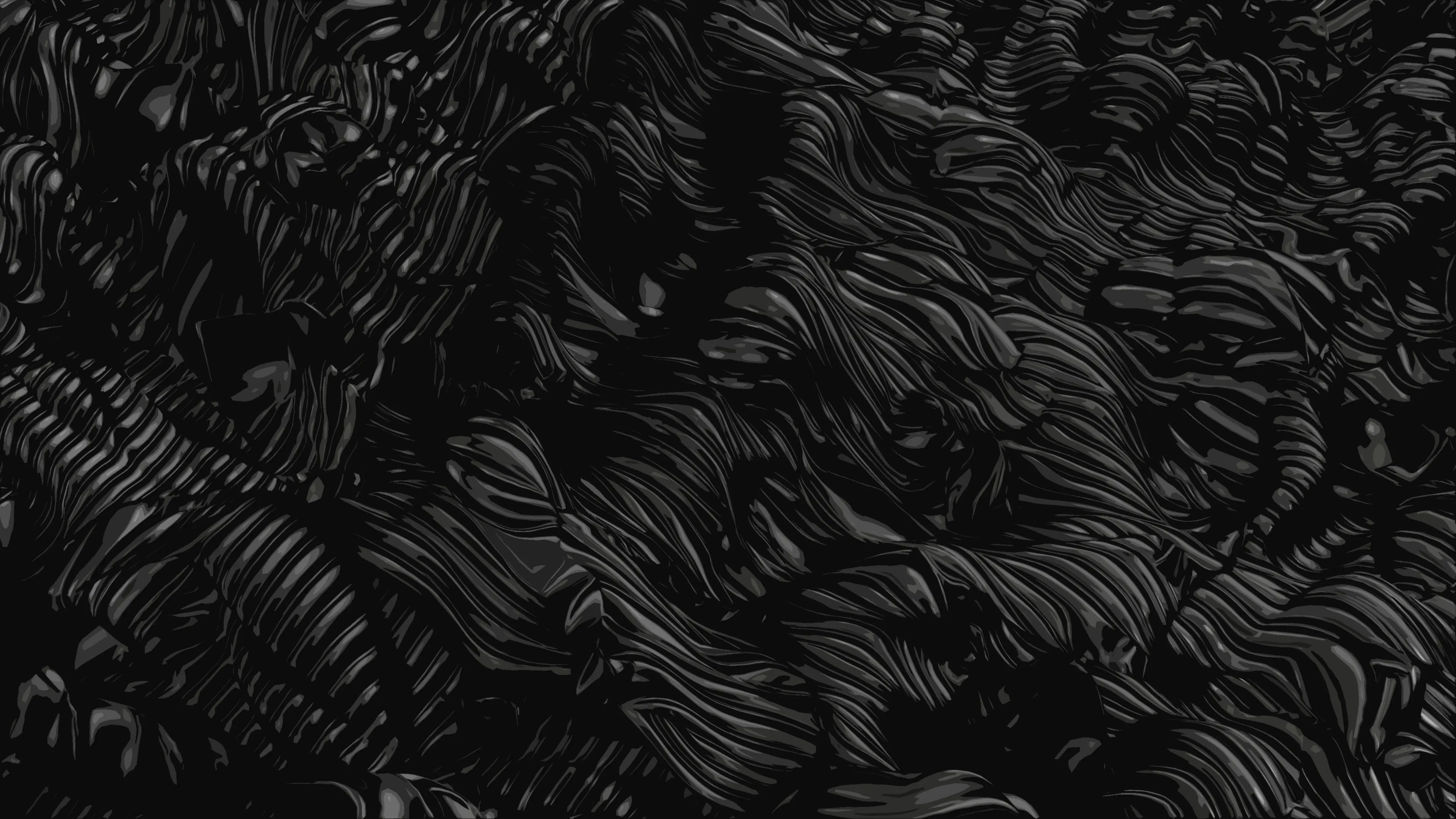 Abstract black liquid wave texture with 3d depth style 4k