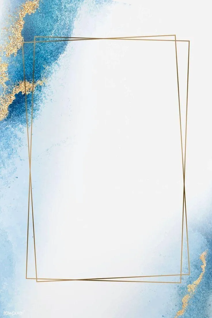 Abstract blue and gold frame watercolour background image