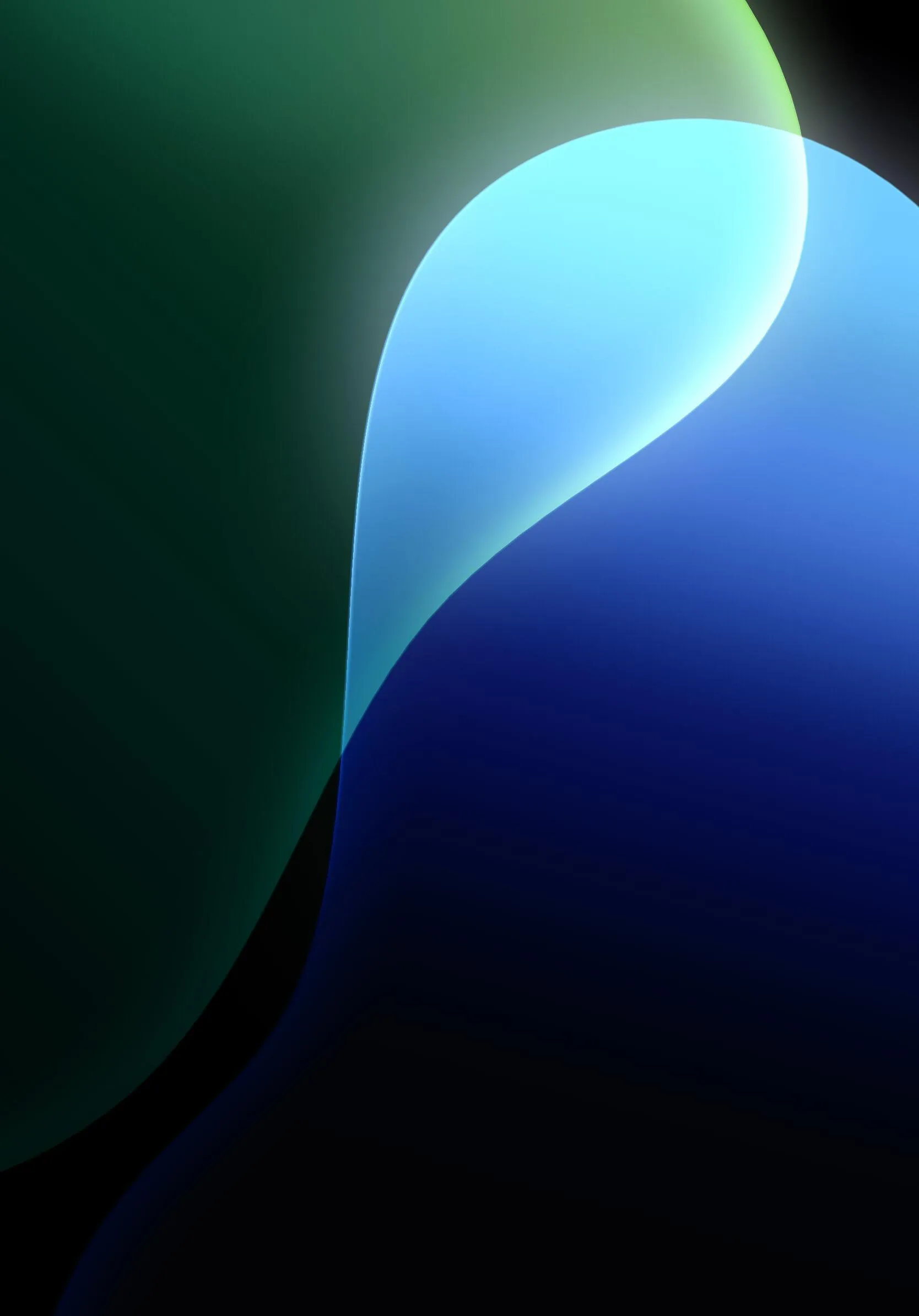 Abstract blue and green light waves in a dark background
