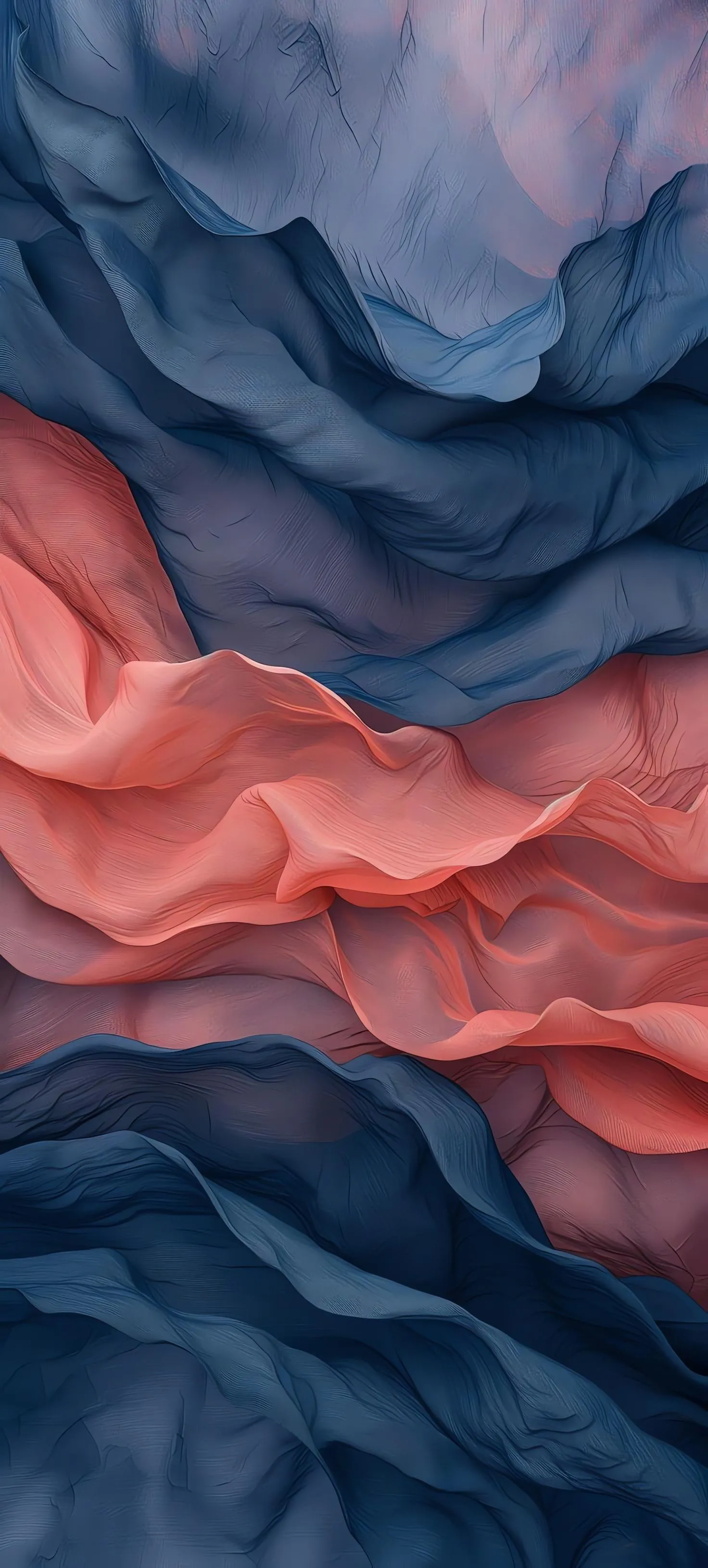 Abstract Blue and Pink Mountain Landscape with Smooth Curves