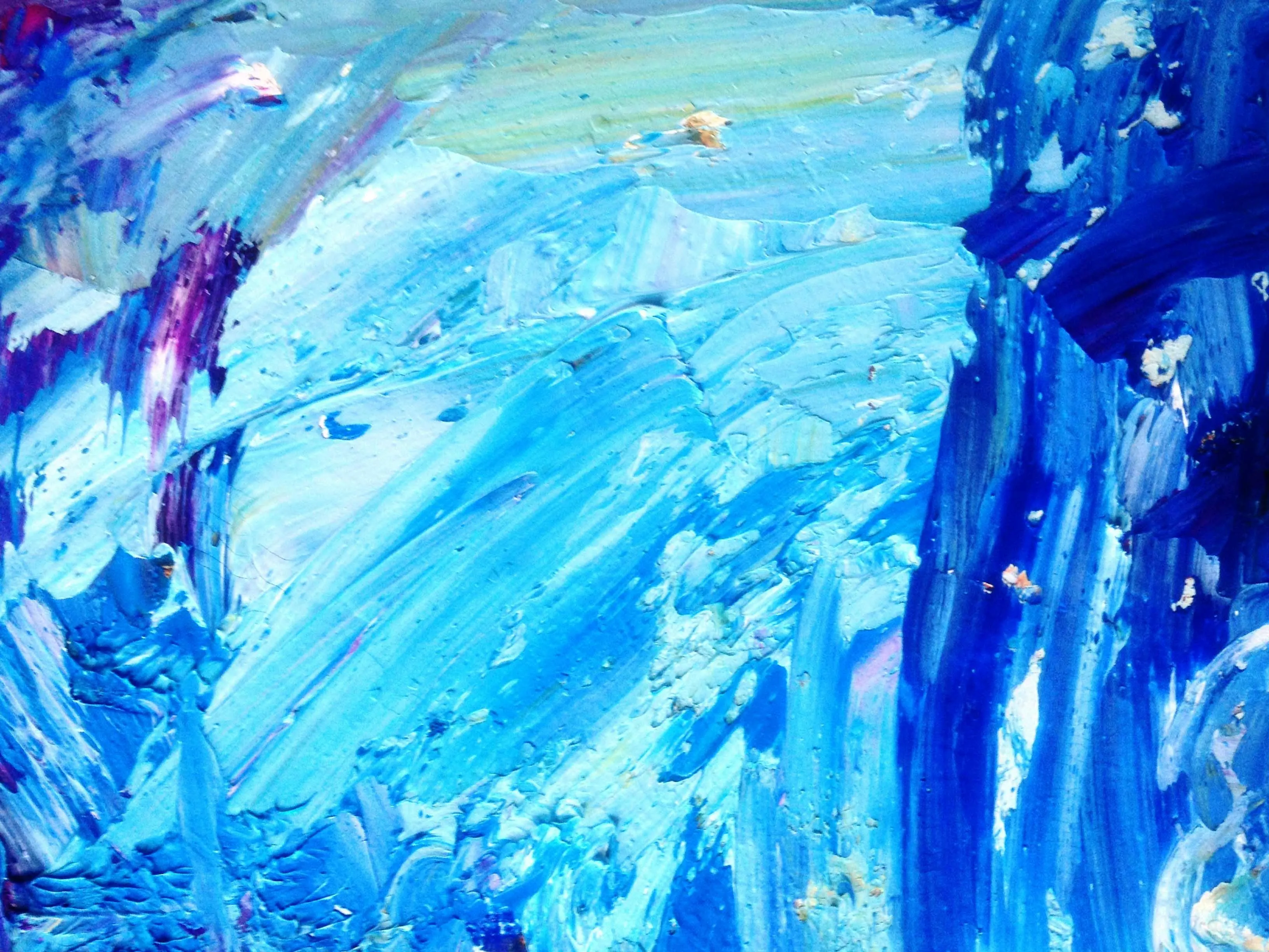 Abstract blue and purple paint strokes on canvas Wallpaper