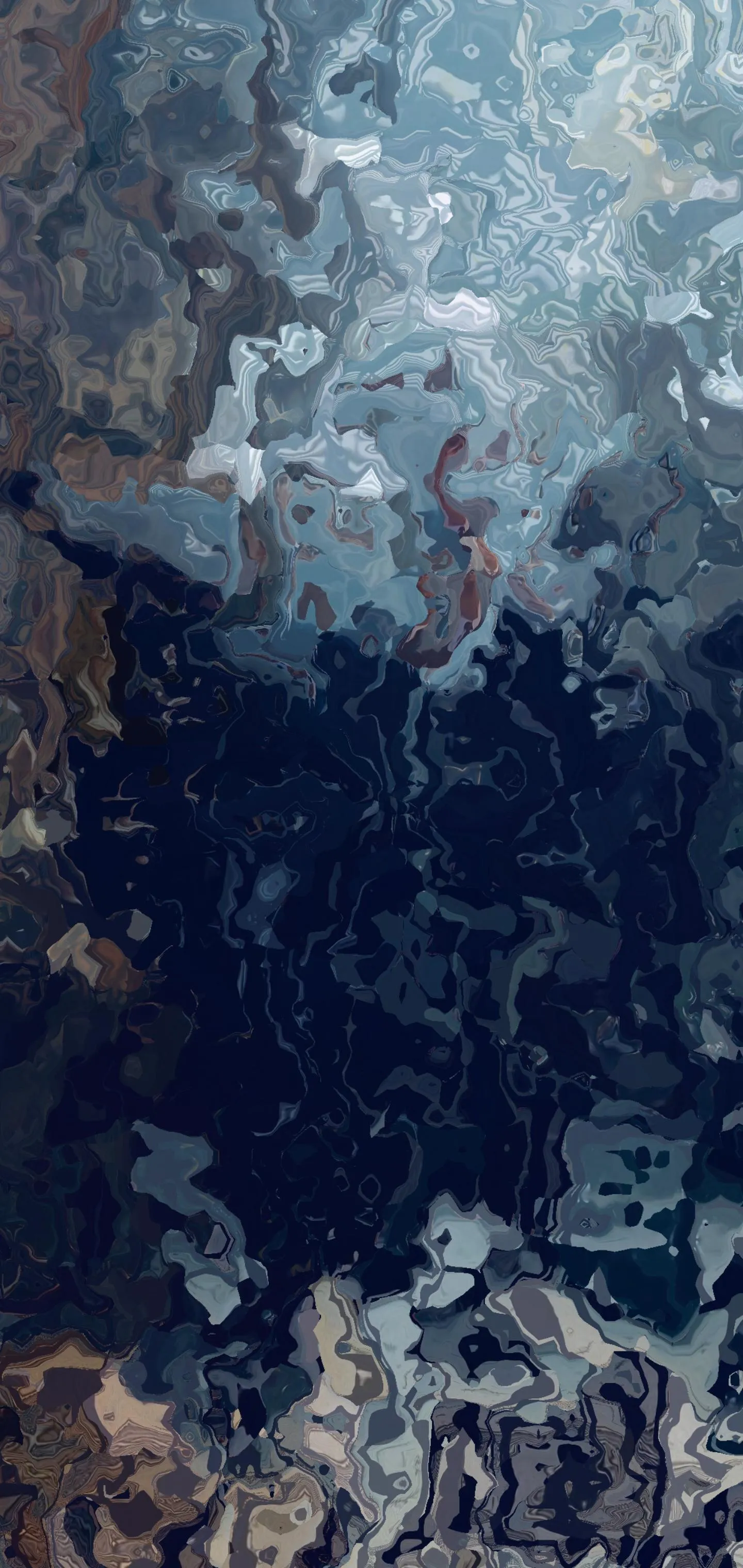 Abstract Blue Ocean Waves with Foam Texture Mobile Wallpaper