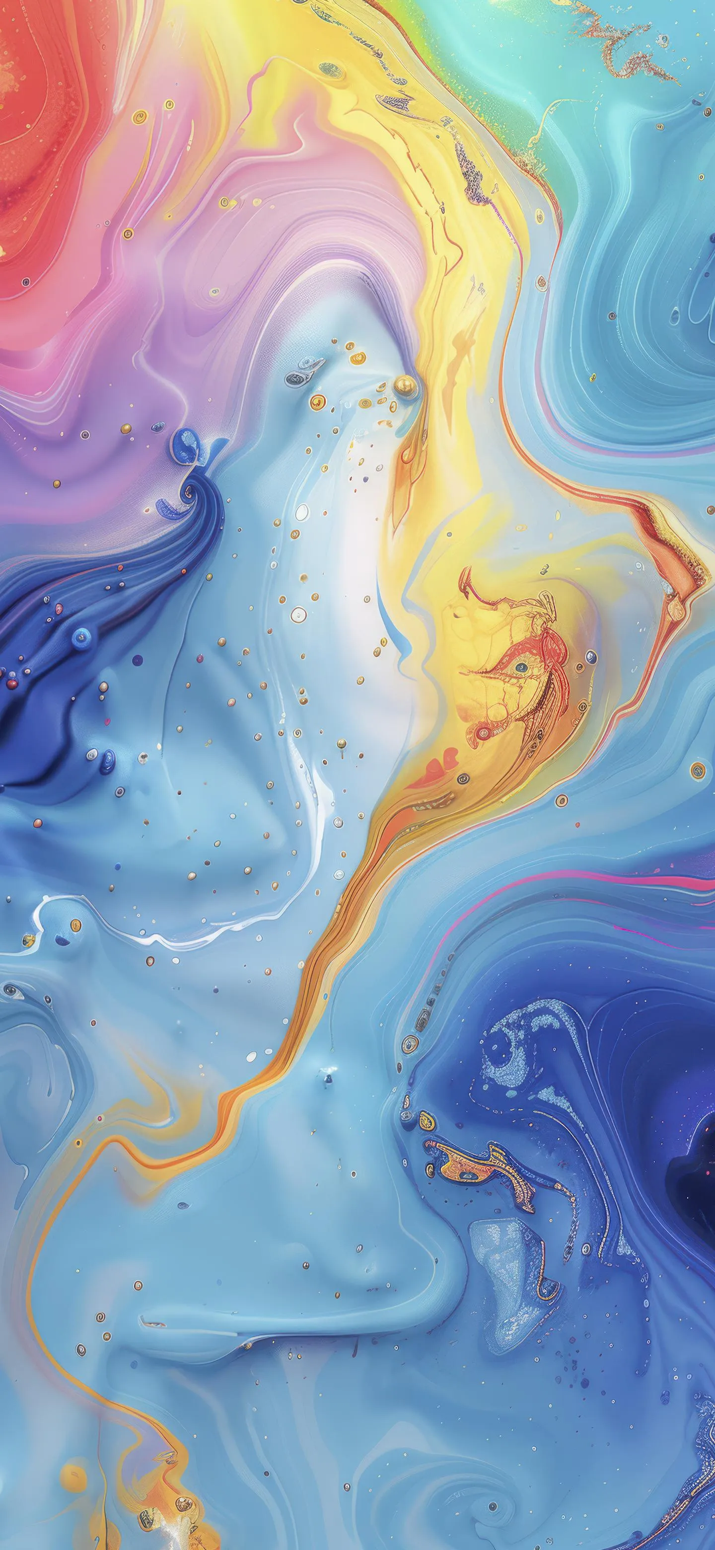 Abstract Blue Pink and Yellow Marble Pattern Mobile