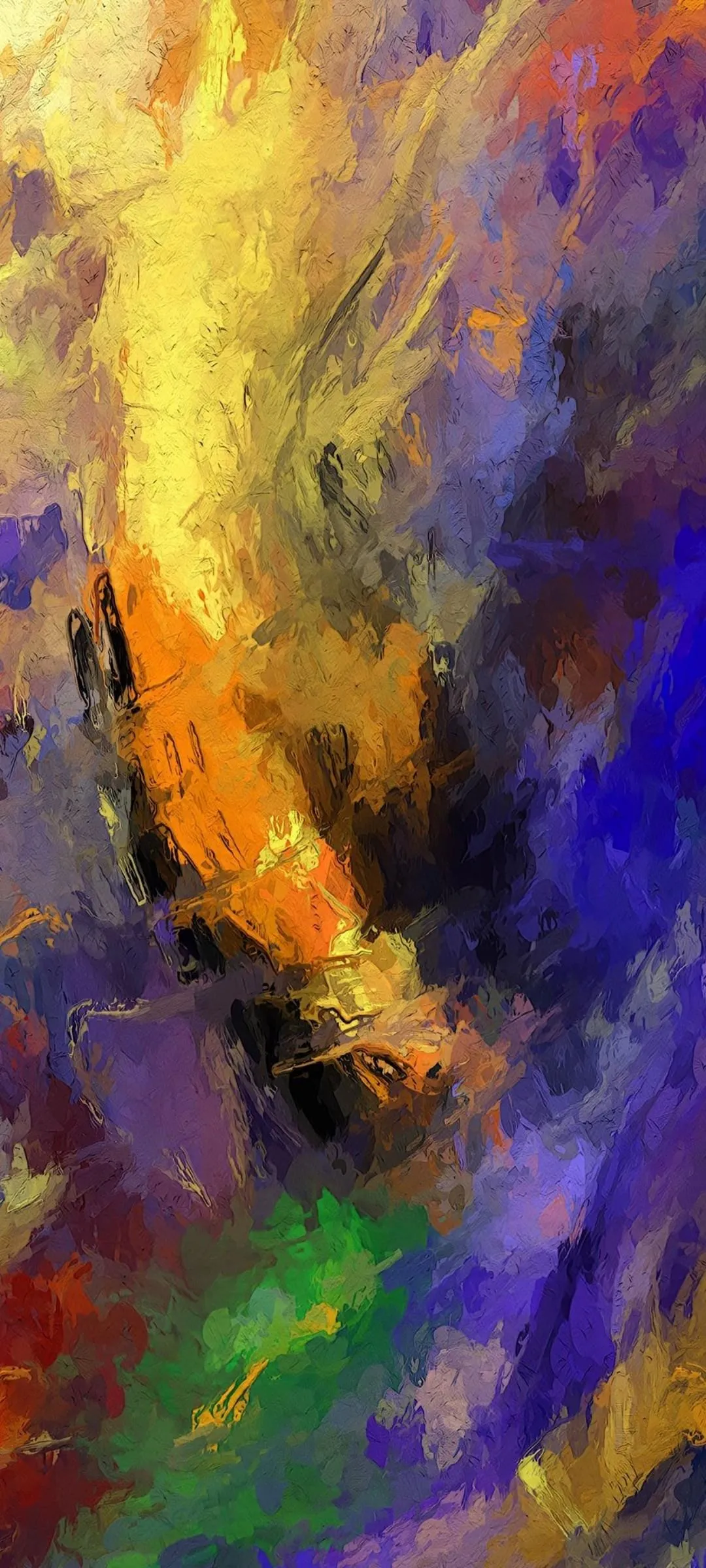 Abstract colorful painting with rich bold brush strokes