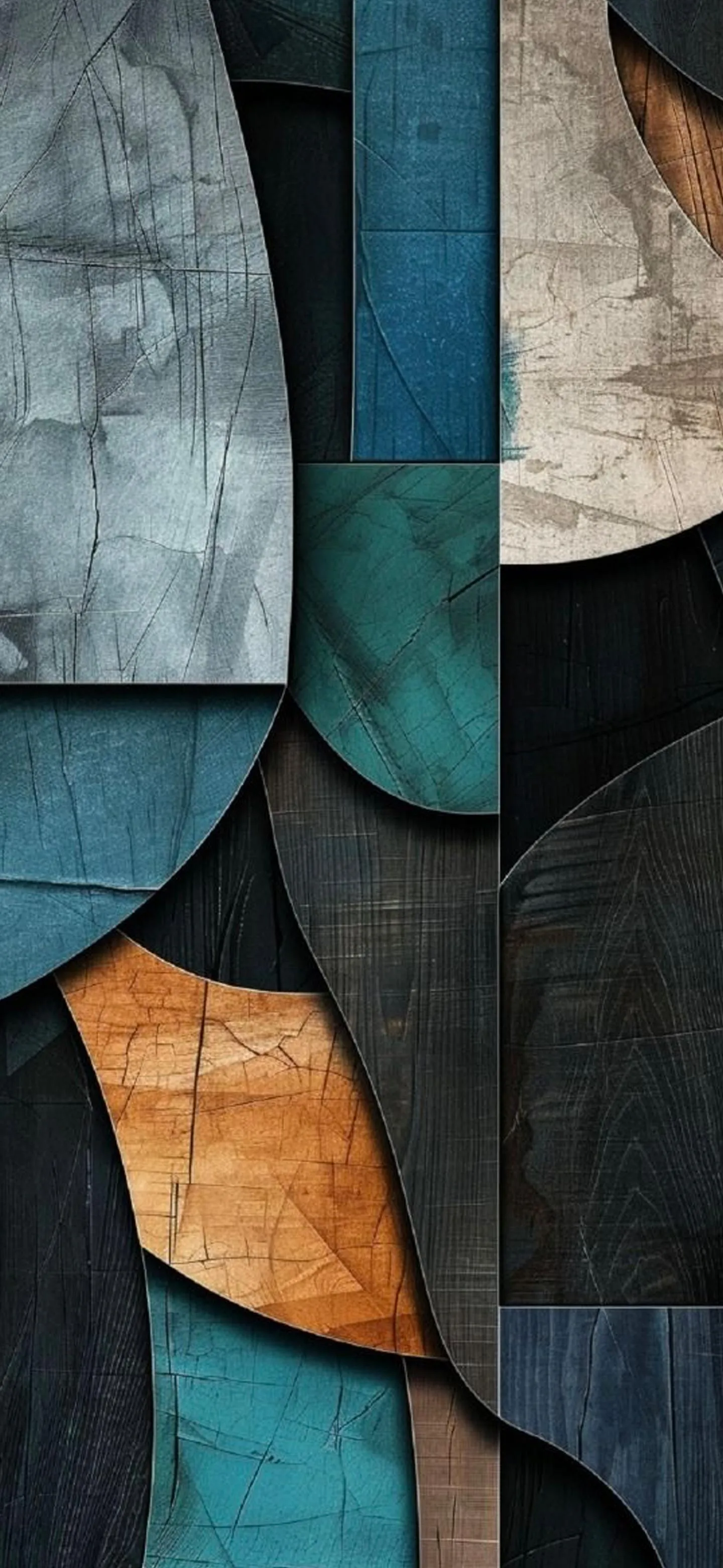 Abstract Colorful Shapes in Blue and Brown Mobile Wallpaper