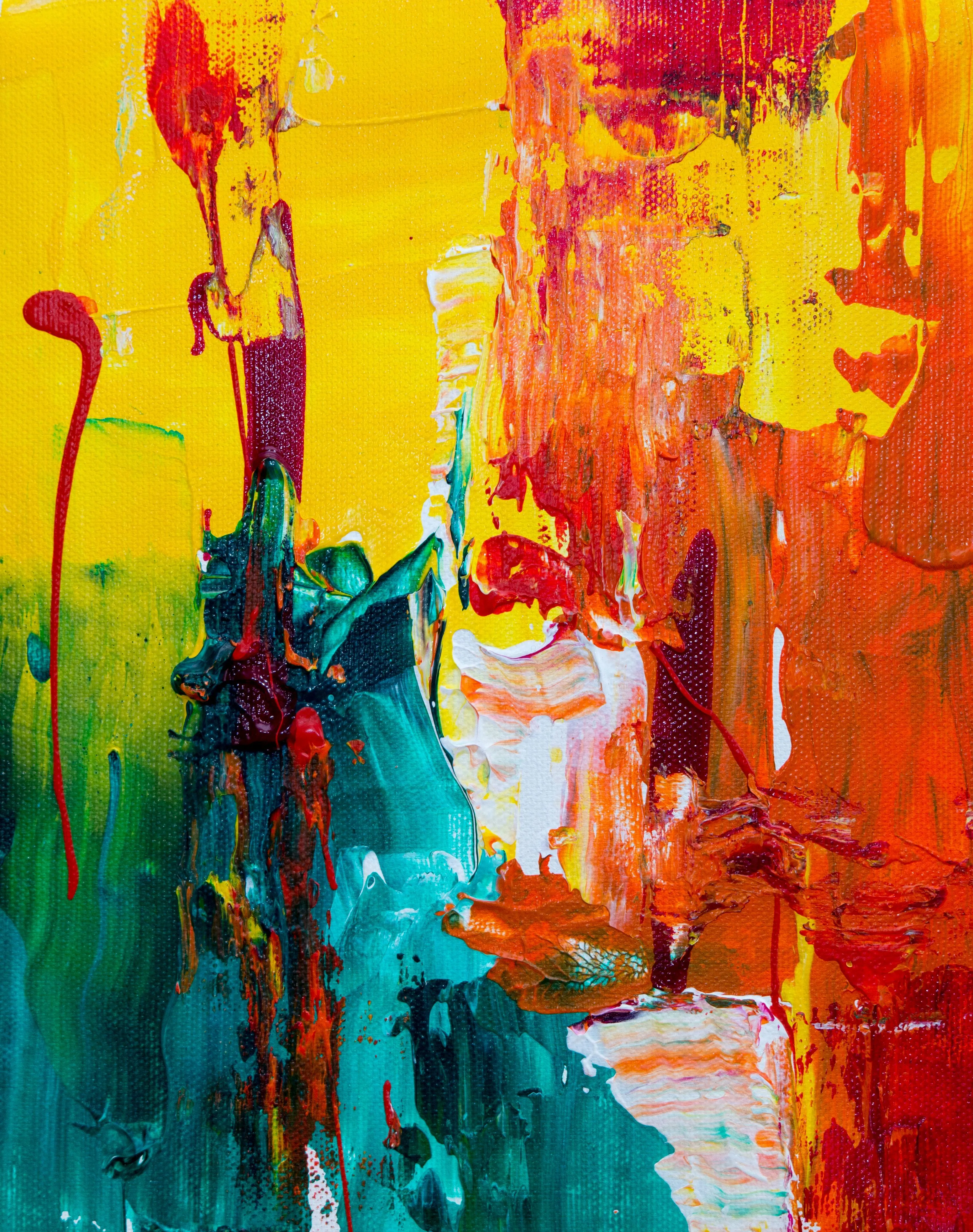Abstract colourful painting with yellow and blue hues image