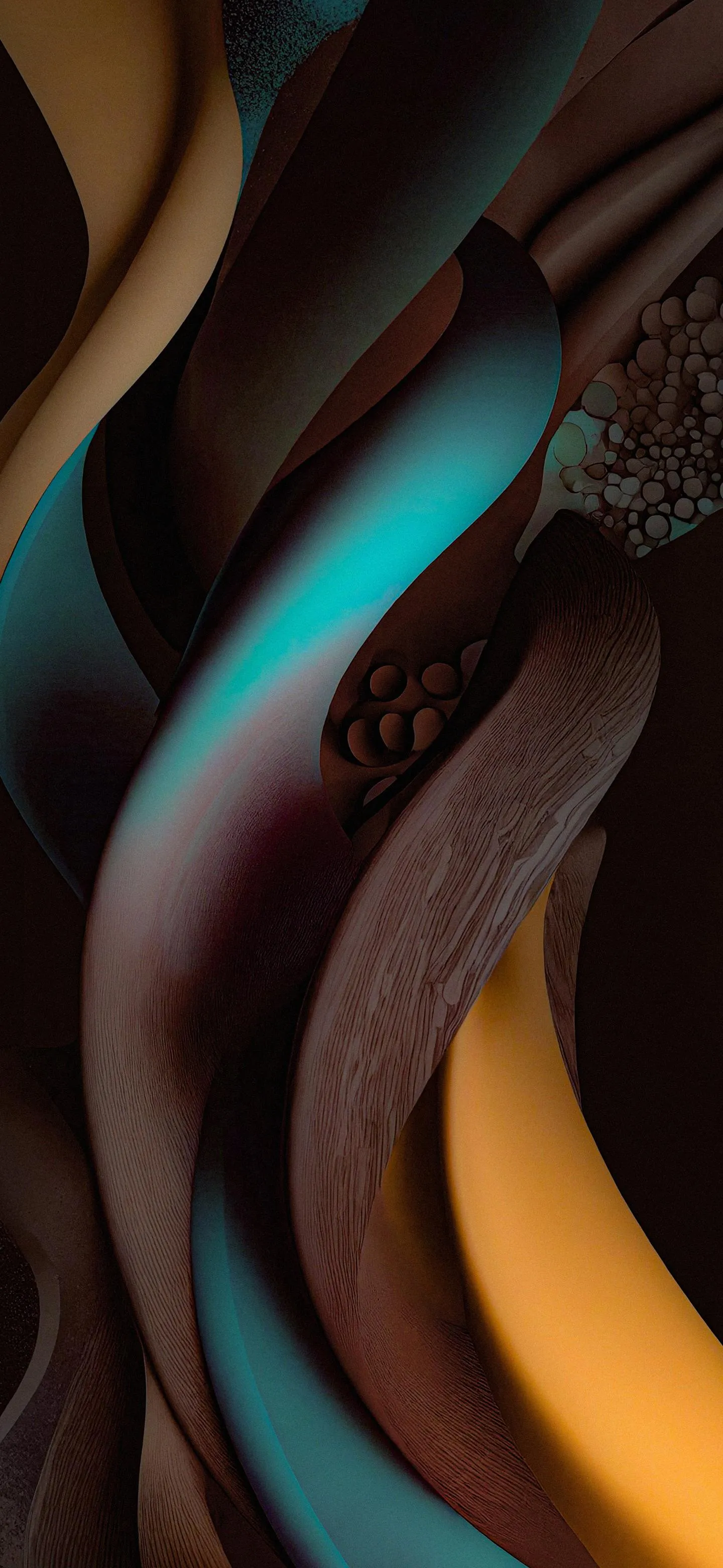 Abstract Curved Color Ribbons in Warm Tones Wallpaper