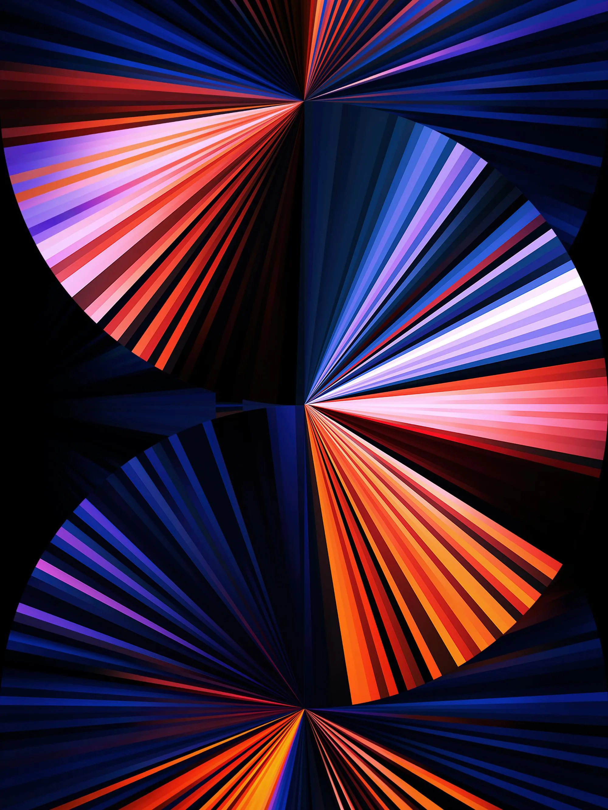 Abstract Fan Shapes in Dark and Vivid Red Blue Tones