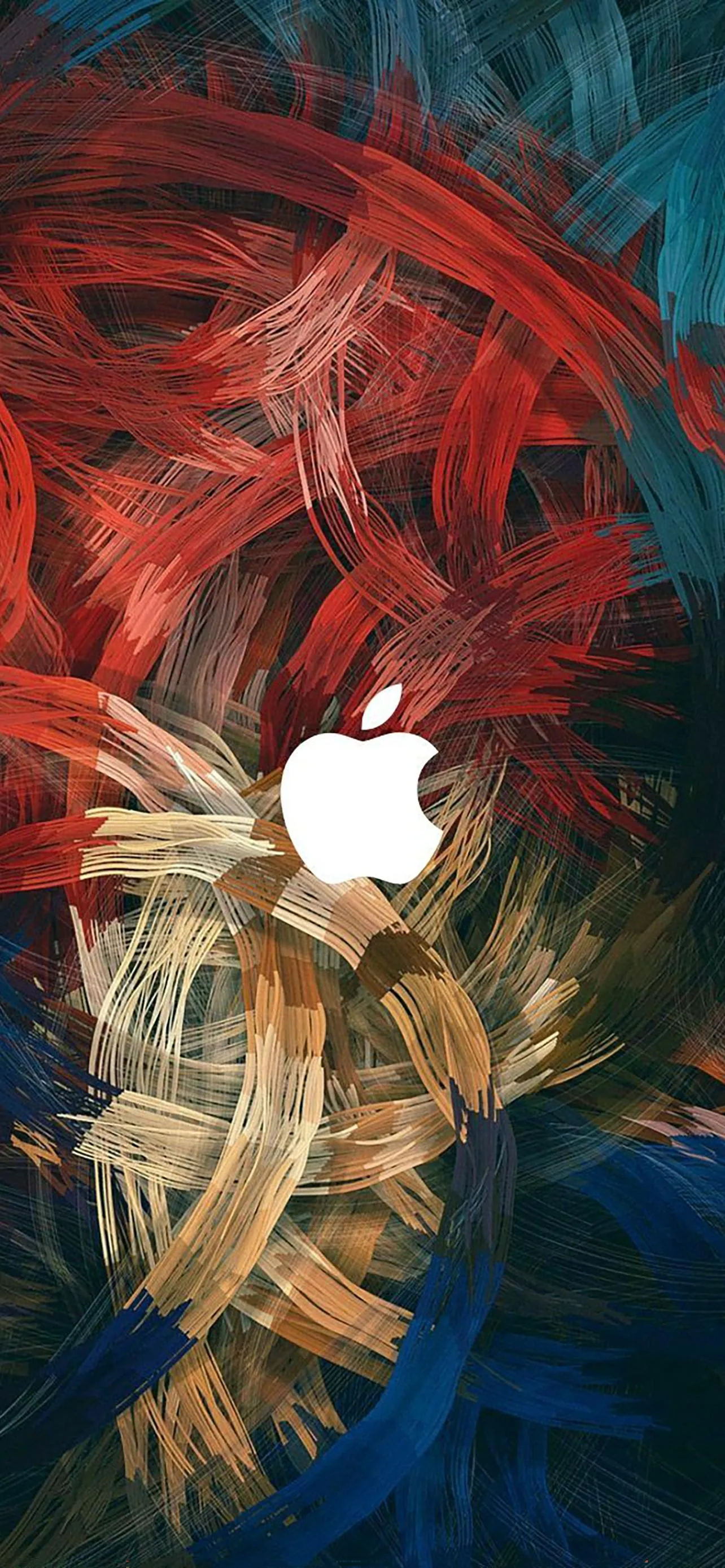 Abstract Fiery Paint with Apple Logo Centered Design