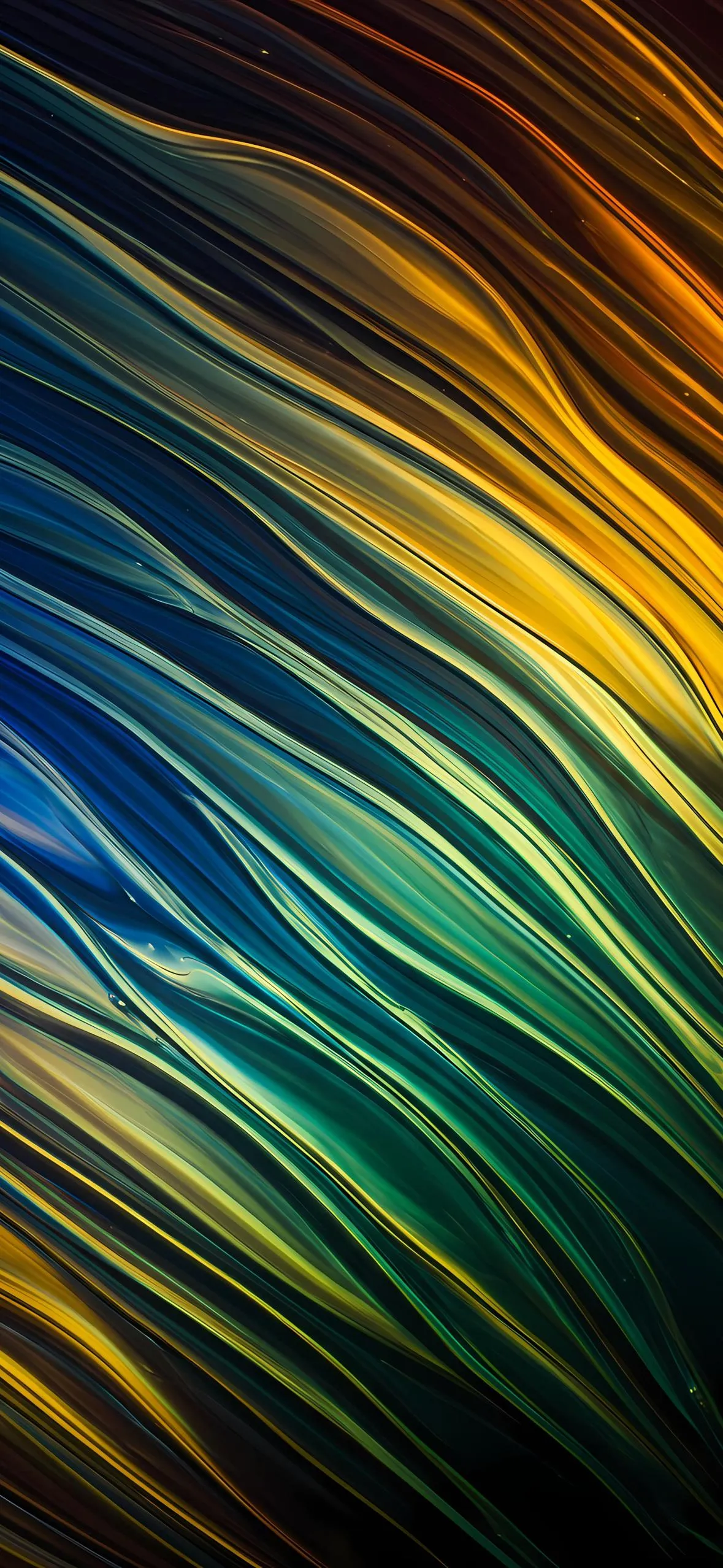Abstract Flowing Colorful Lines Against Dark Background