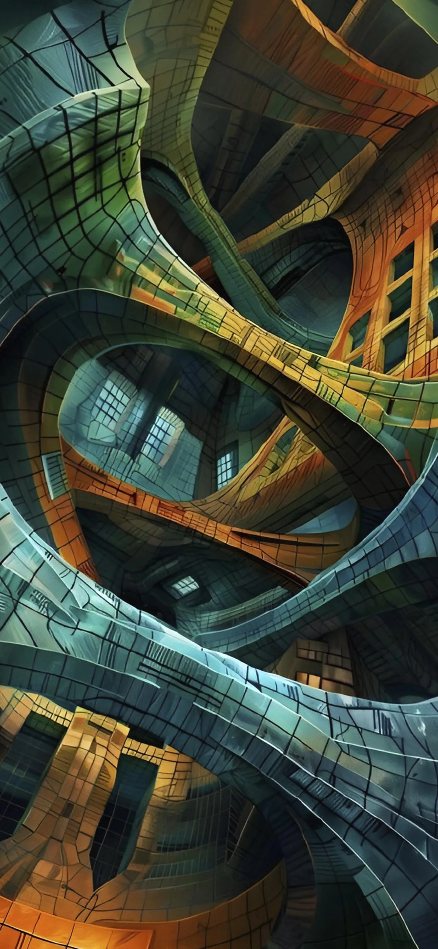 Abstract futuristic architecture with flowing curves