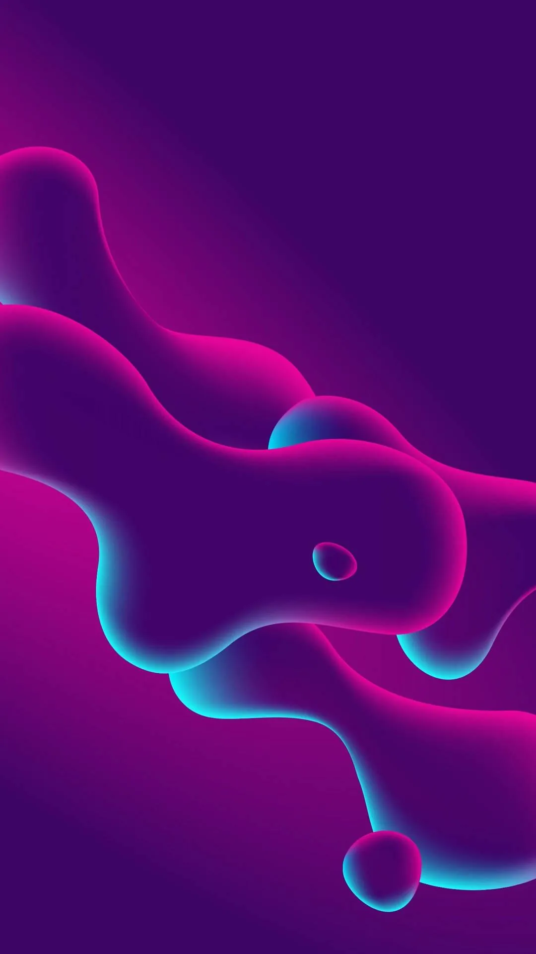 Abstract glowing liquid shapes in a dark purple background