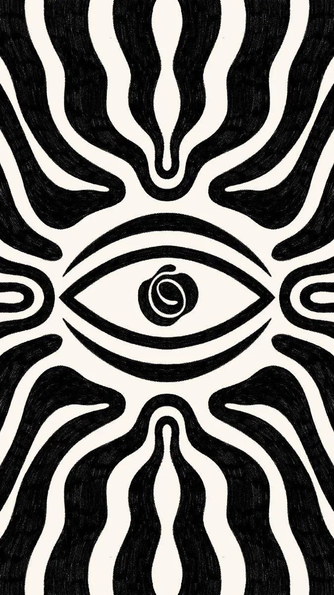 Abstract hypnotic eye pattern in bold black and white image