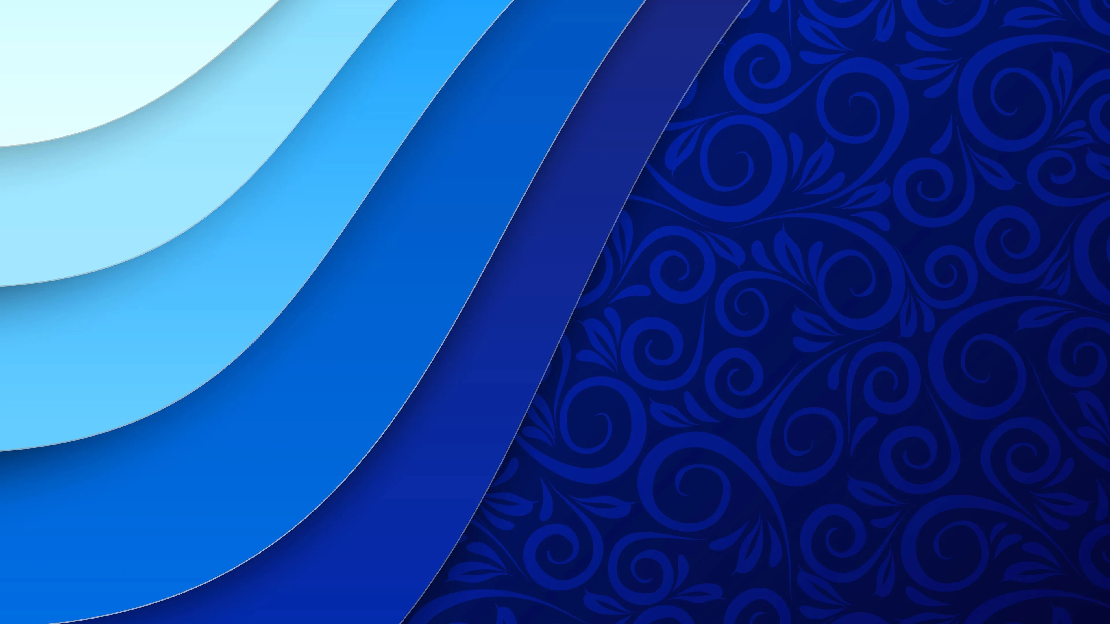 Abstract layered blue curves with swirl texture Wallpaper