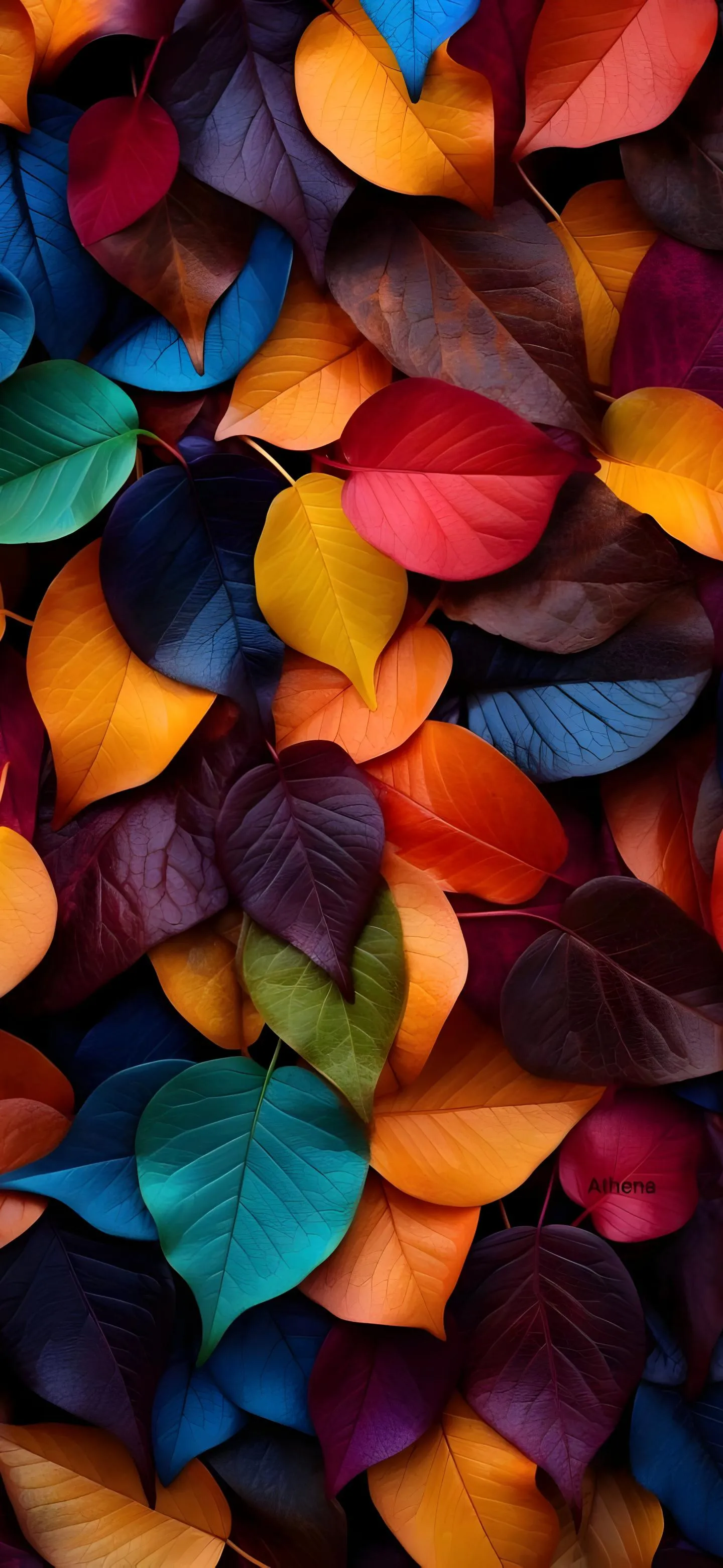 Abstract Leaves in Multicolor with Artistic Brush Design