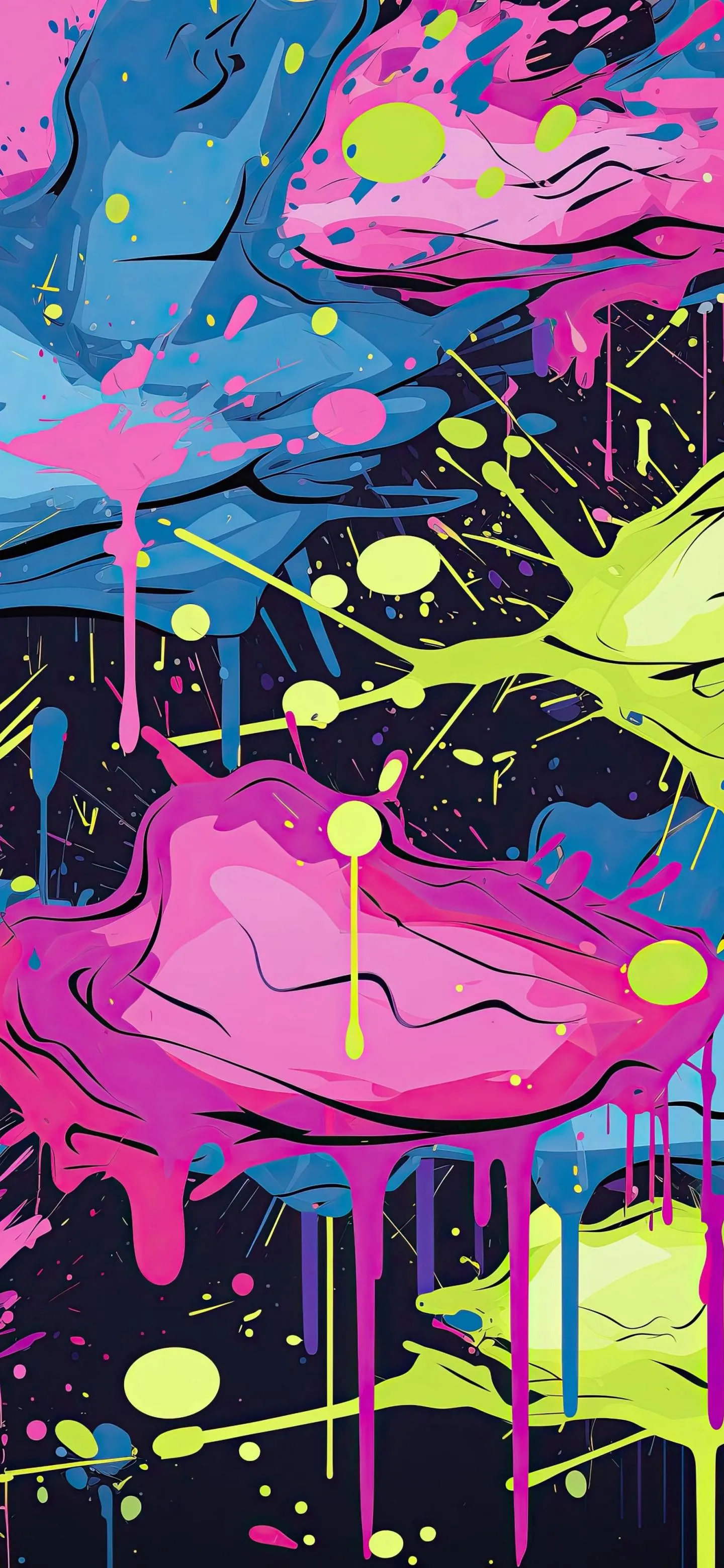 Abstract Neon Art Splashes with Modern Urban Vibes Wallpaper