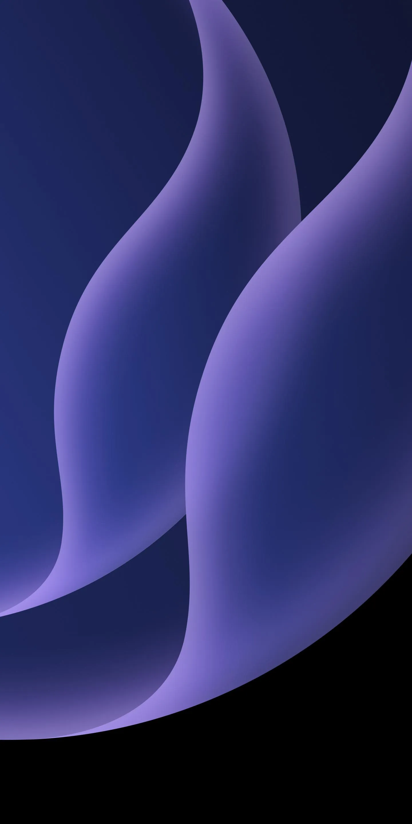 Abstract purple flame shapes over a clean black background