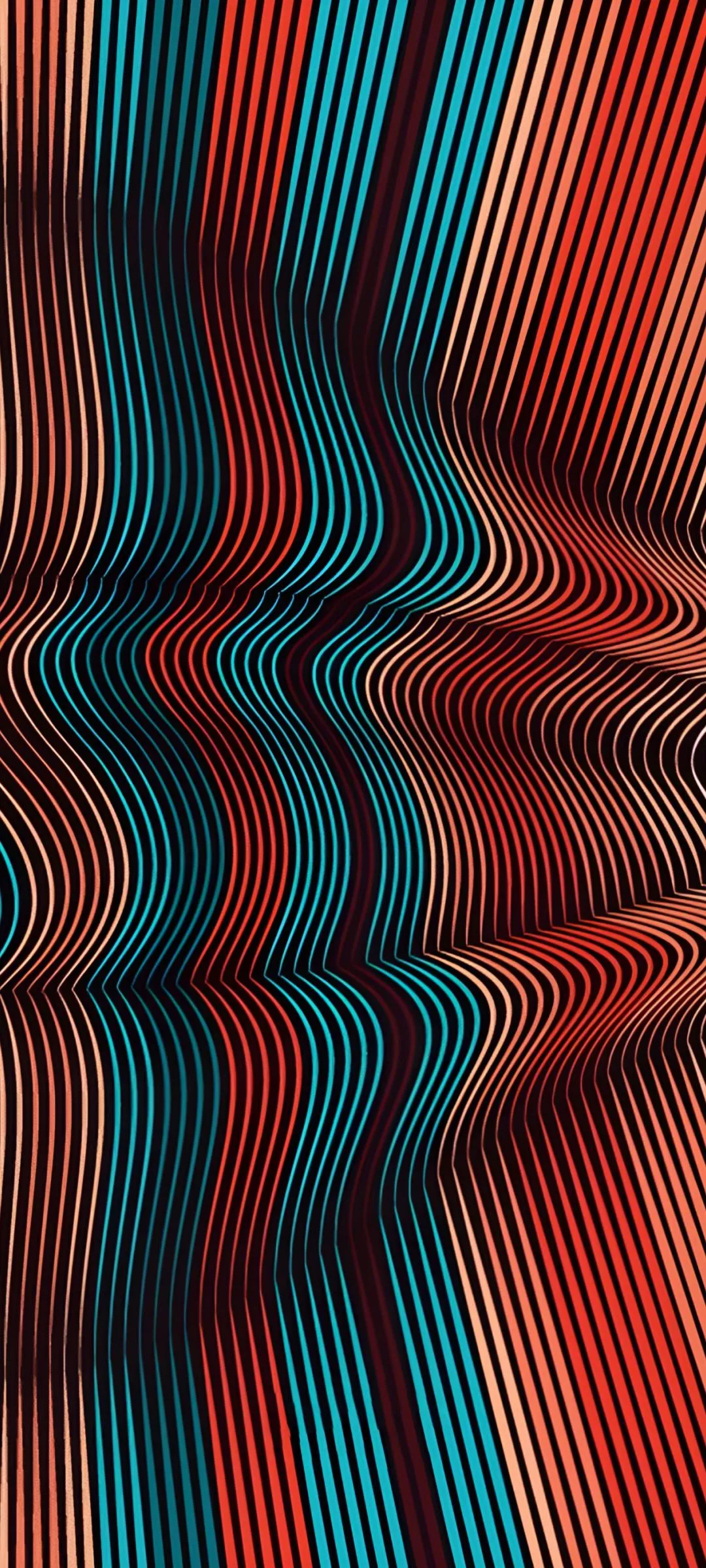 Abstract Red and Blue Lines Creating Optical Illusion
