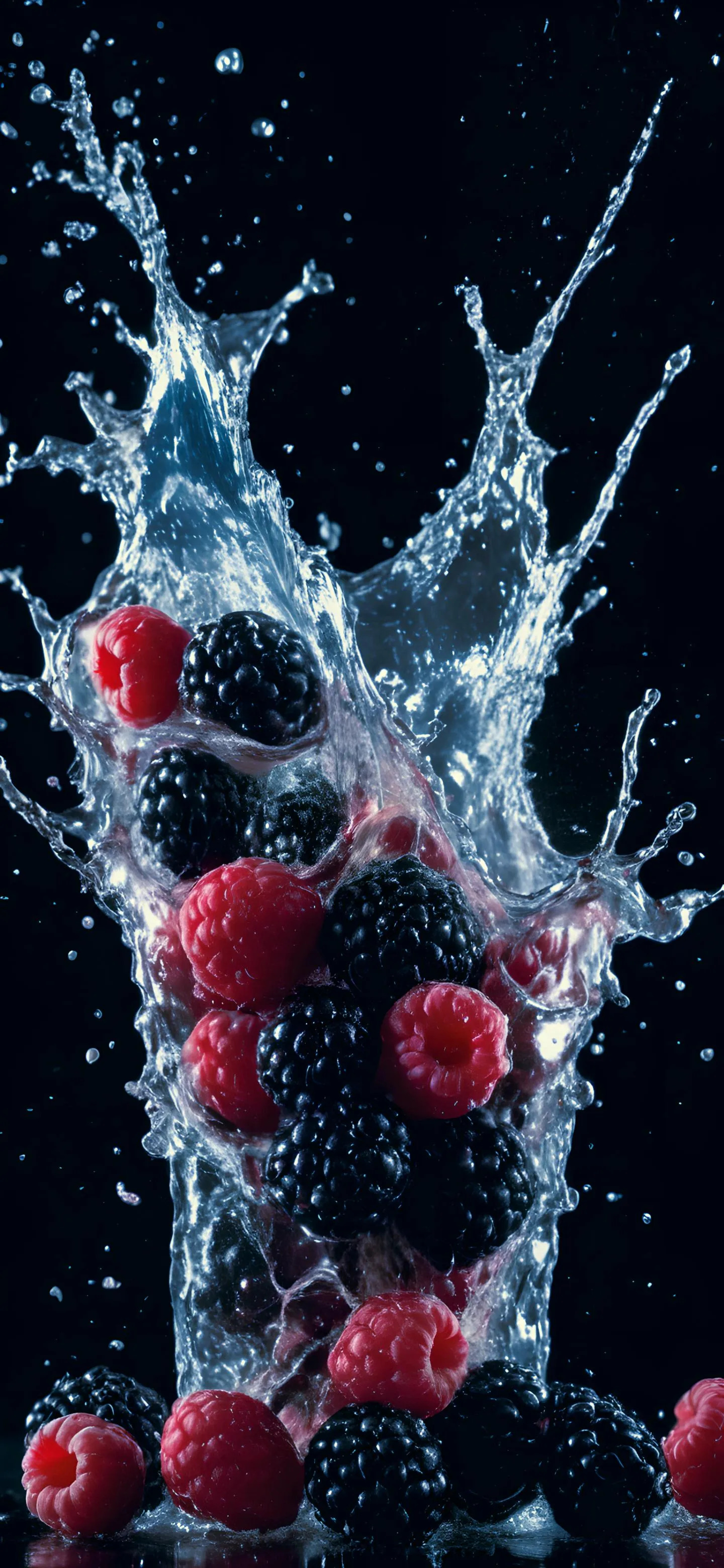 Abstract splash of red energy in dark liquid motion