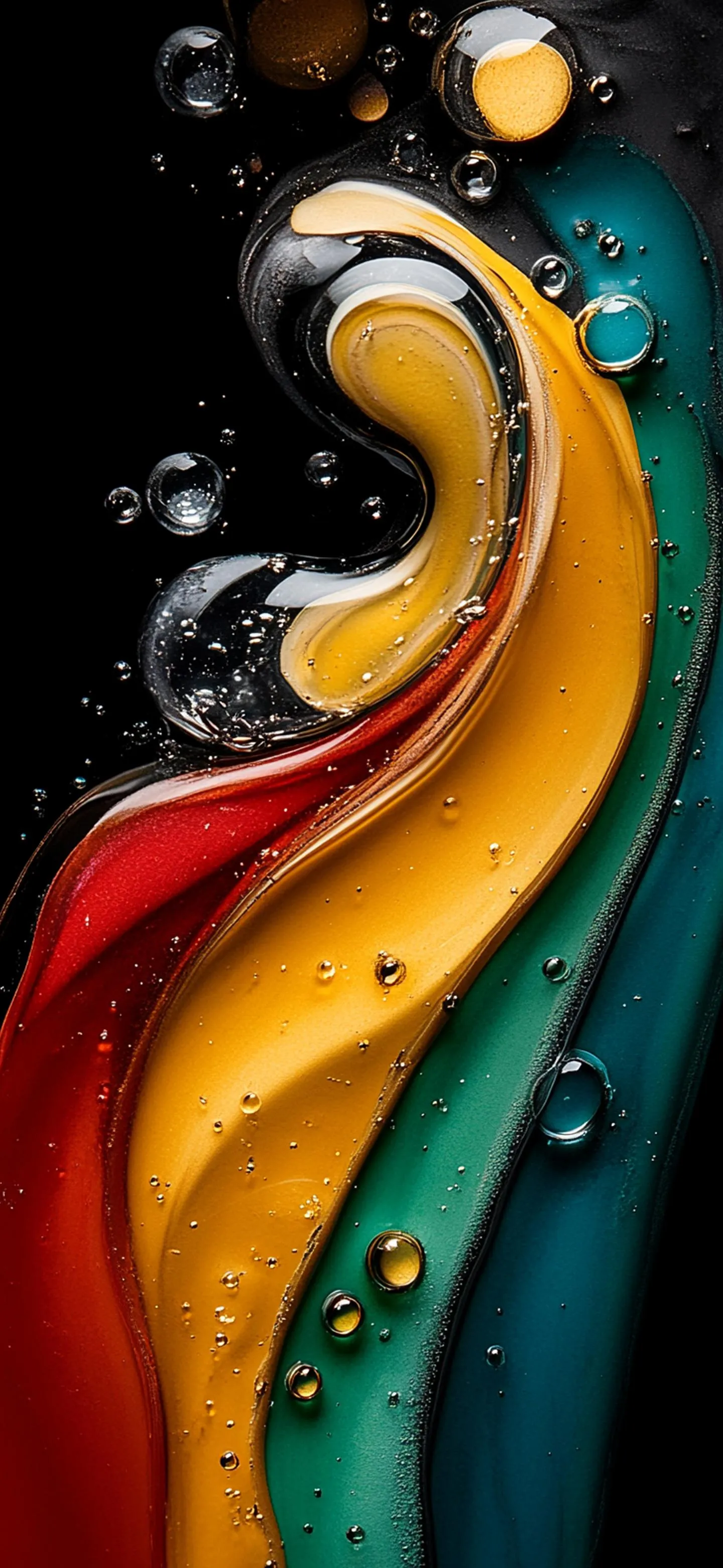 Abstract Swirling Rainbow Colors Flowing Like Paint