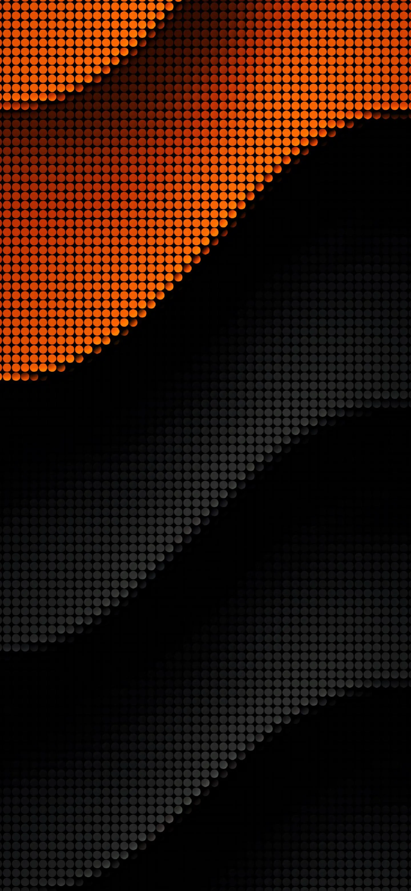 Abstract Wavy Black and Orange Digital Pattern Wallpaper