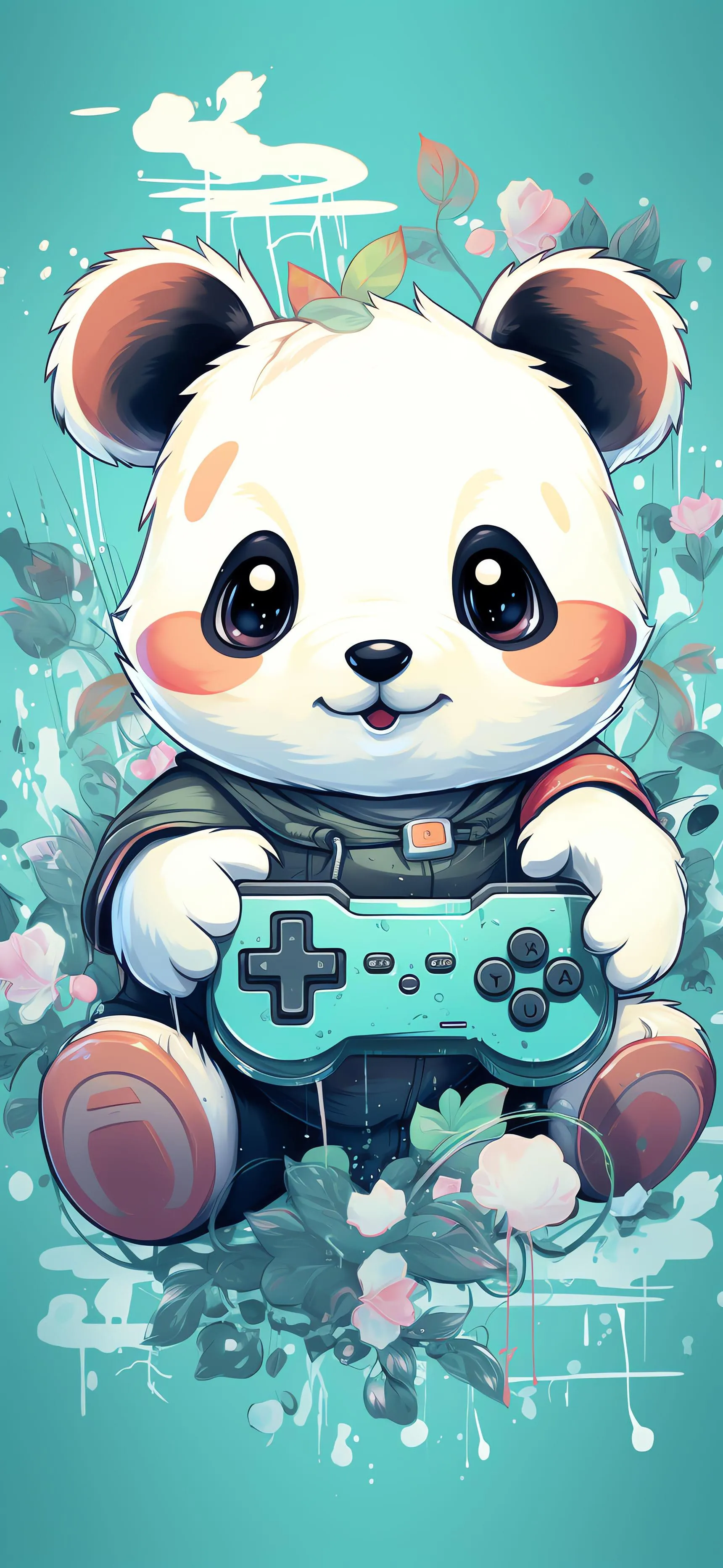 Adorable Panda Bear Character in Blue and White Setting