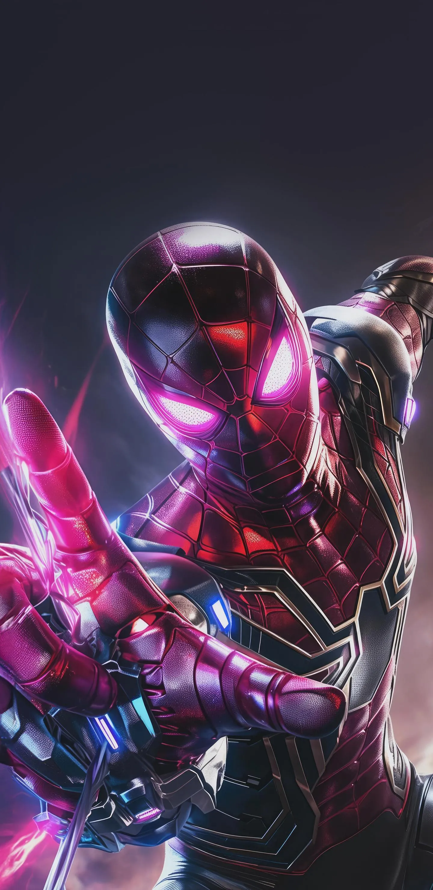 Advanced Tech Suit Spider Man in Dynamic Action Pose