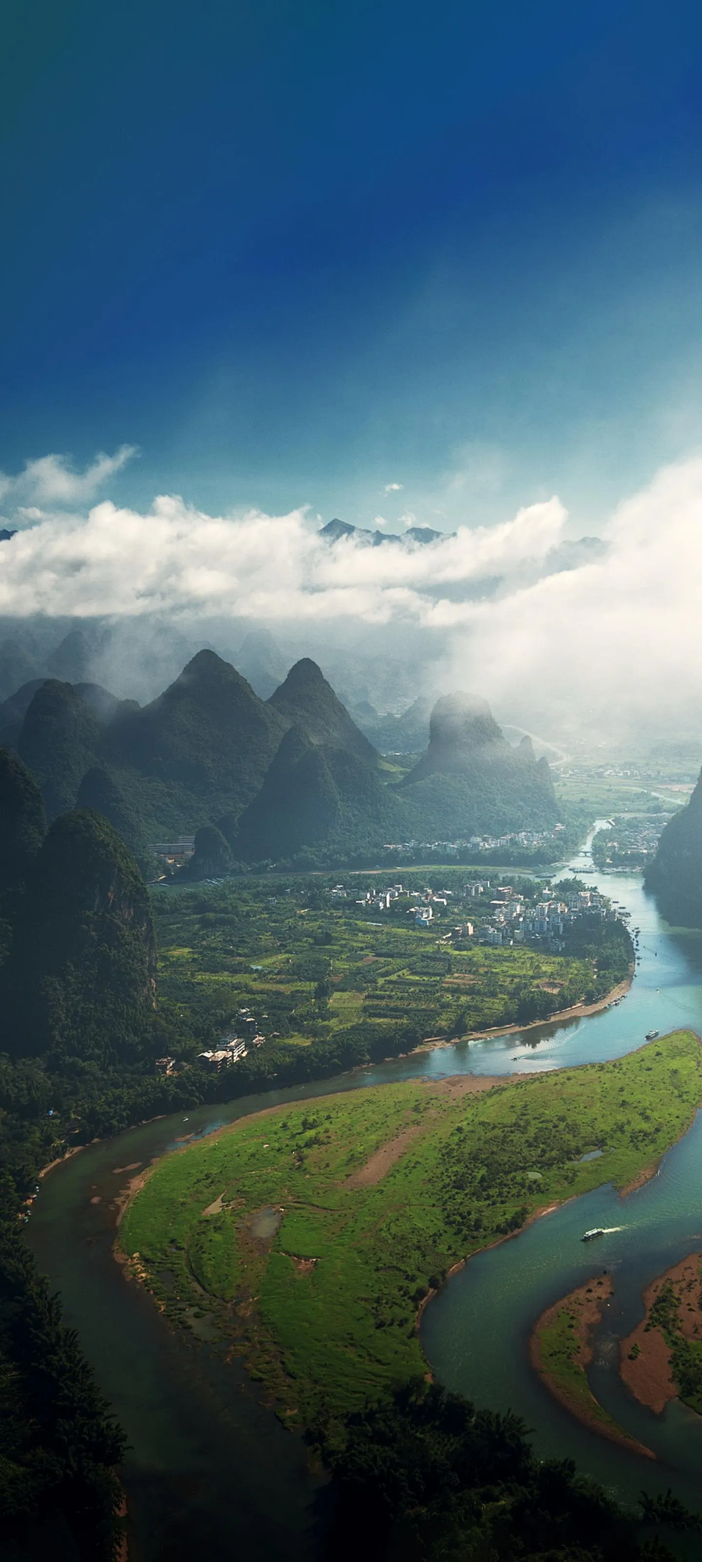 Aerial Landscape with Hills and Clouds under Soft Lighting