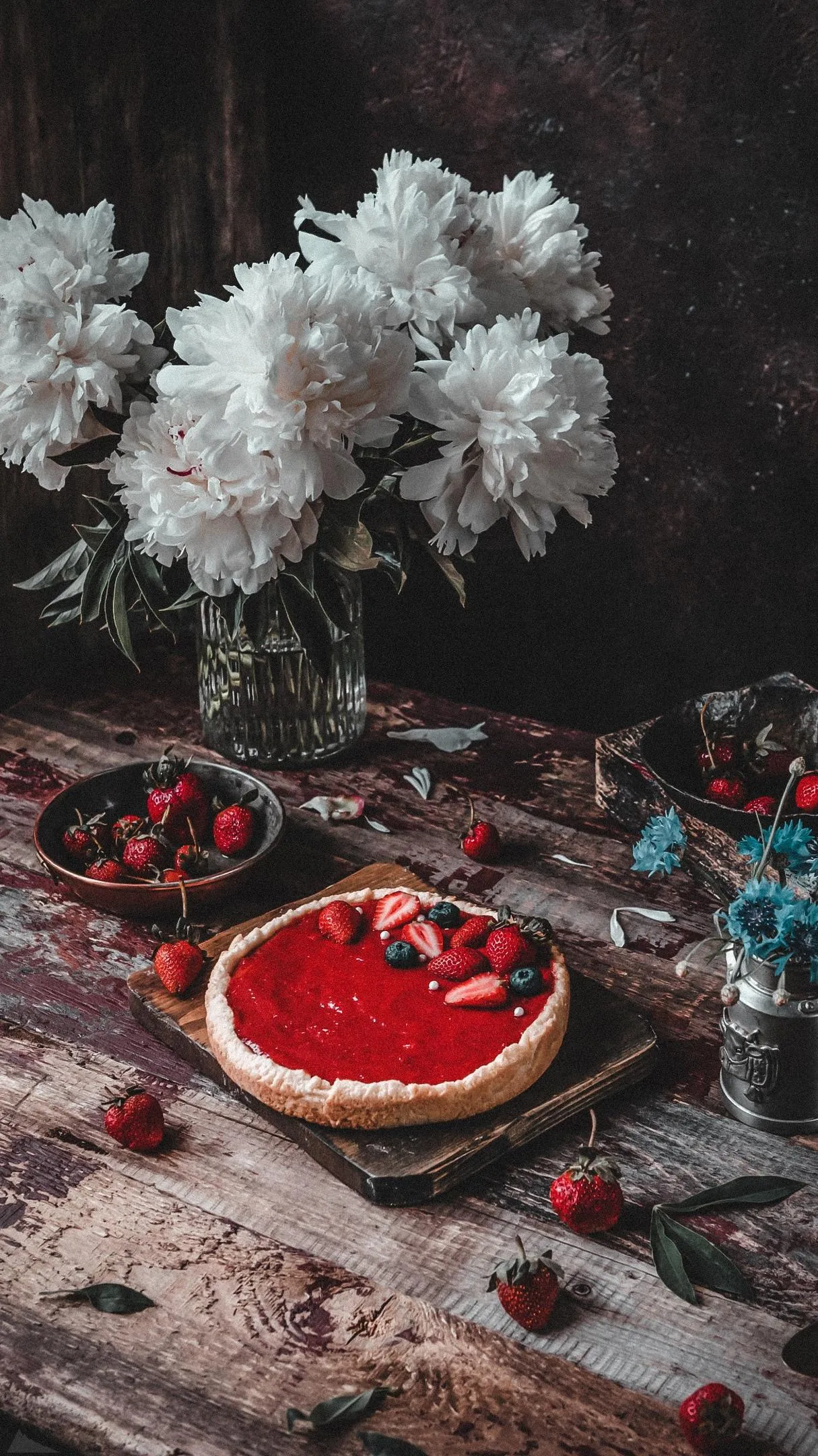 Aesthetic Still Life with Flowers and Fruits Photography