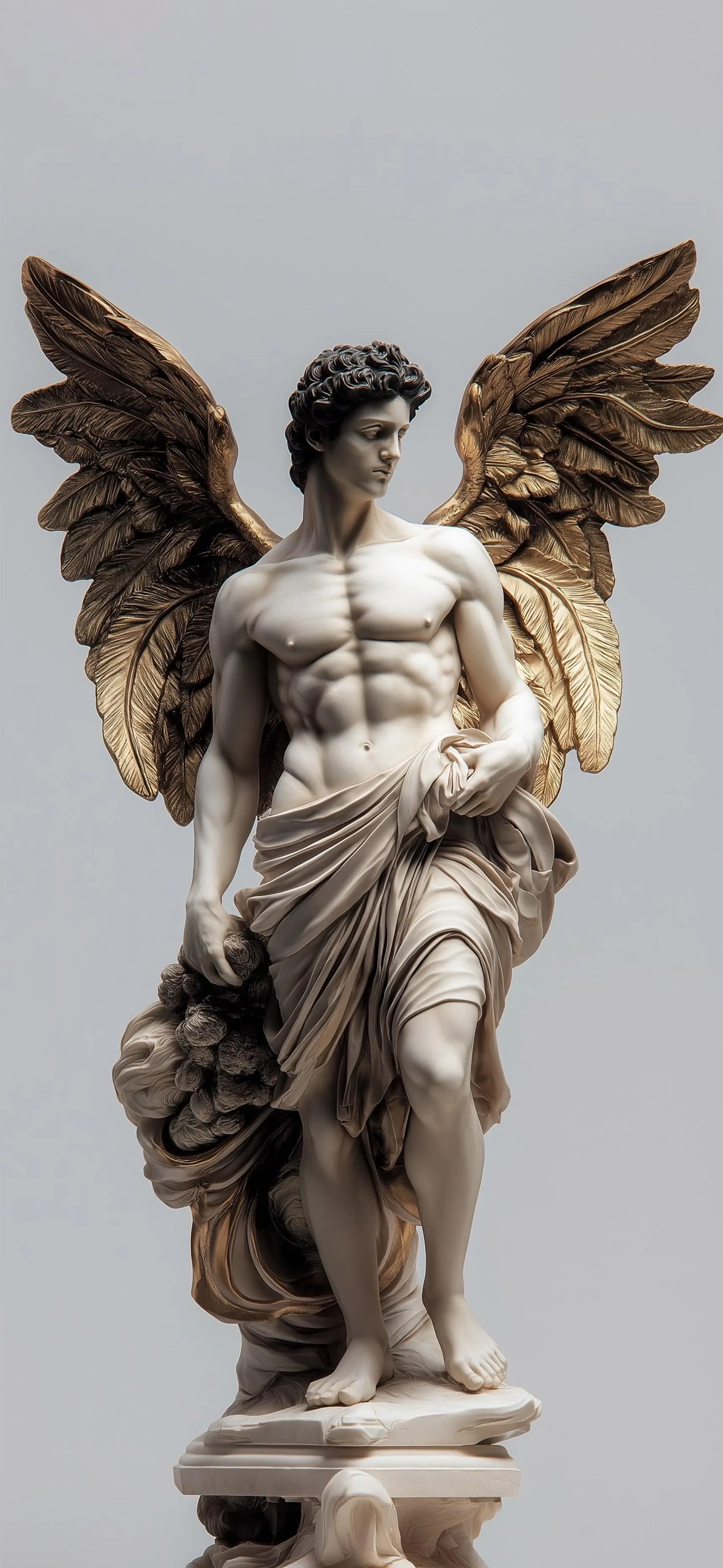 Angel Statue with Wings in Bright Studio Light Wallpaper